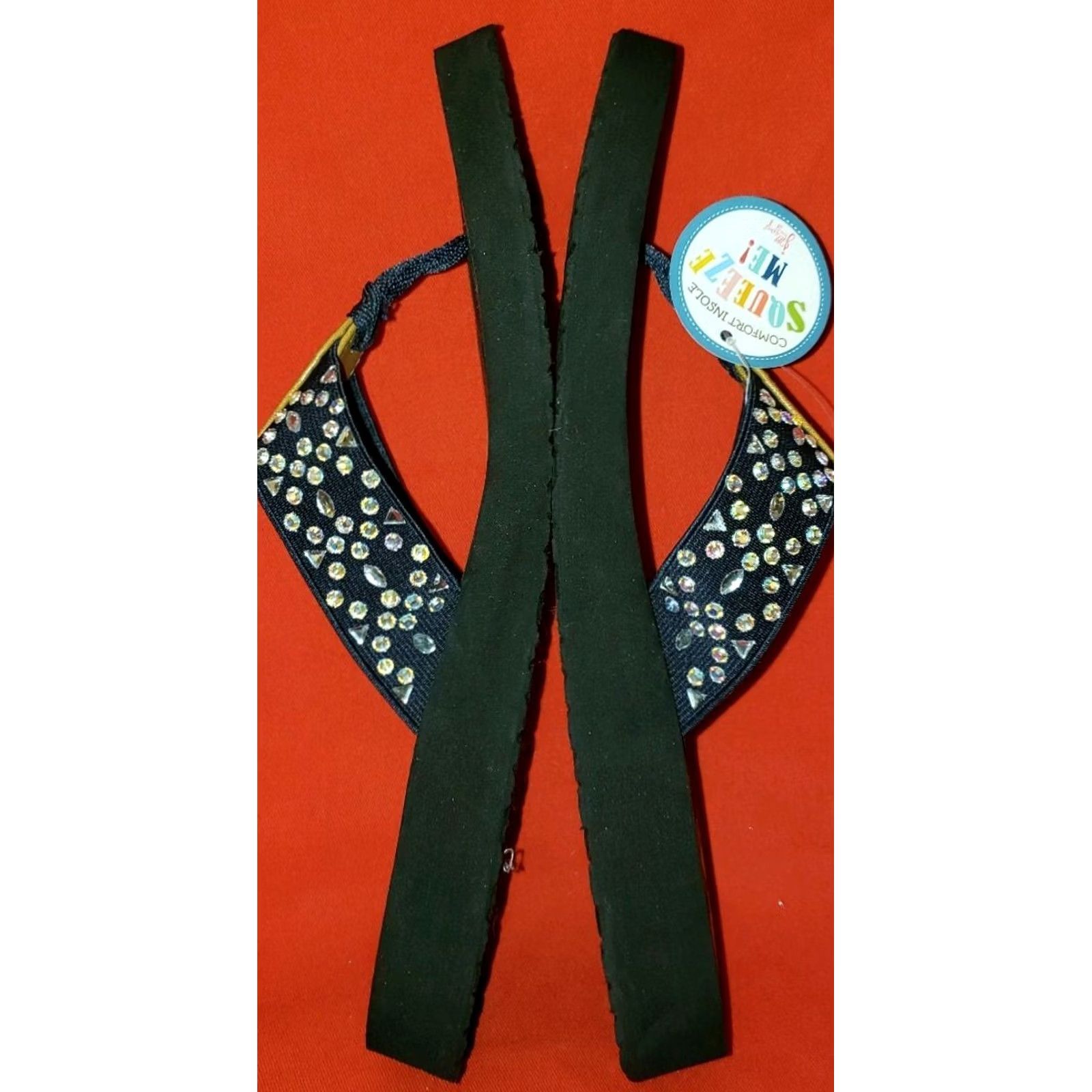 Vintage Jellypop Womens Slide Toe Post Sandals Size 9M Blue With Rhinestones Wedge Heel Size US 9 / IT 39 - 7 Thumbnail