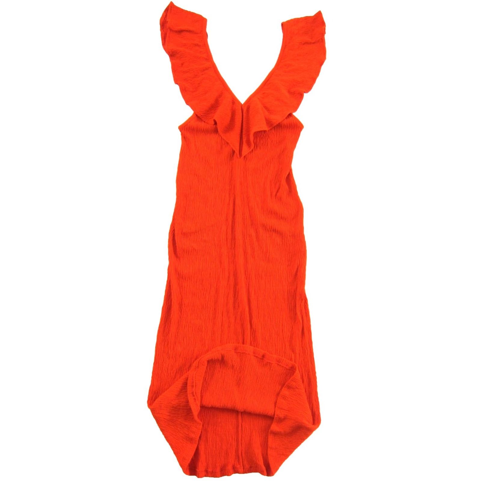Zara ZARA Bright Orange Ribbed Jersey Stretch Deep V-Neck Midi Tank Dress Small Womens Size S / US 4 / IT 40 - 5 Thumbnail