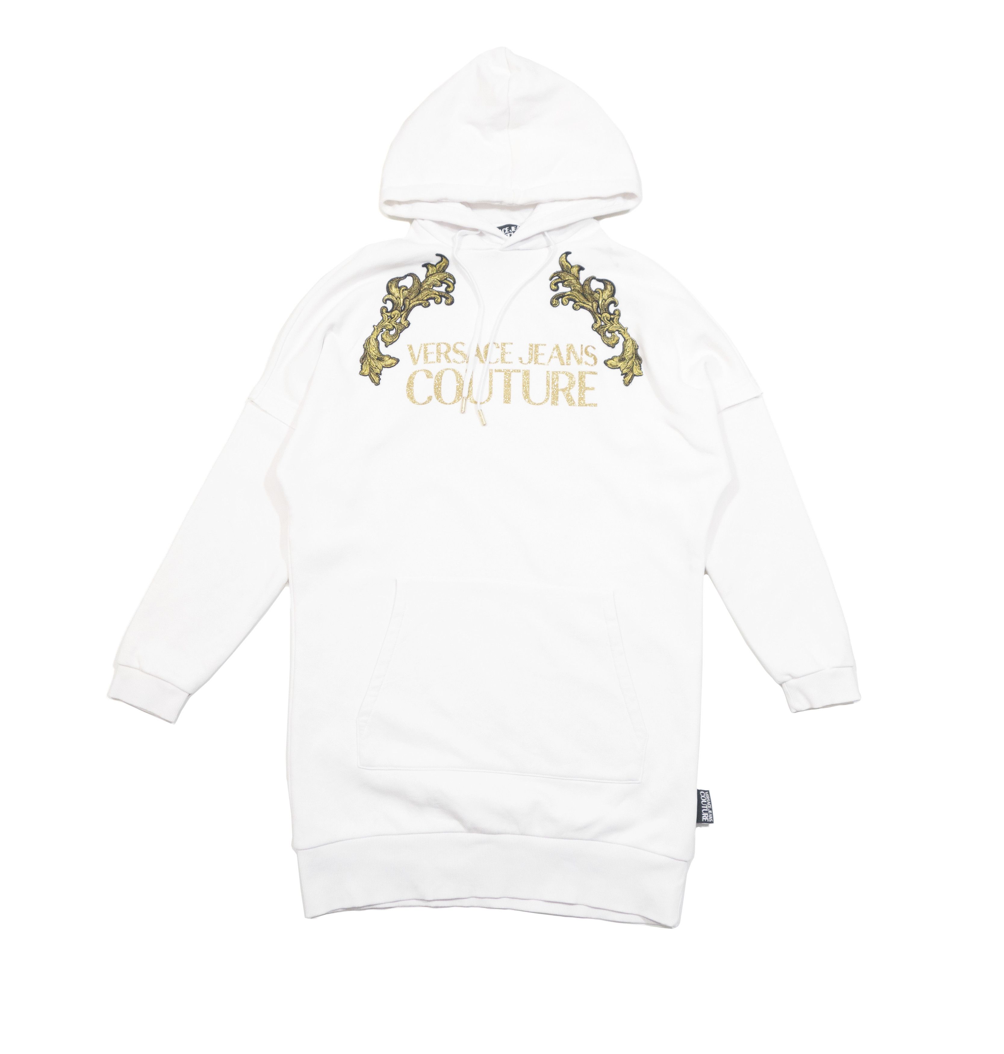 Baroque Logo Long Hoodie Dress