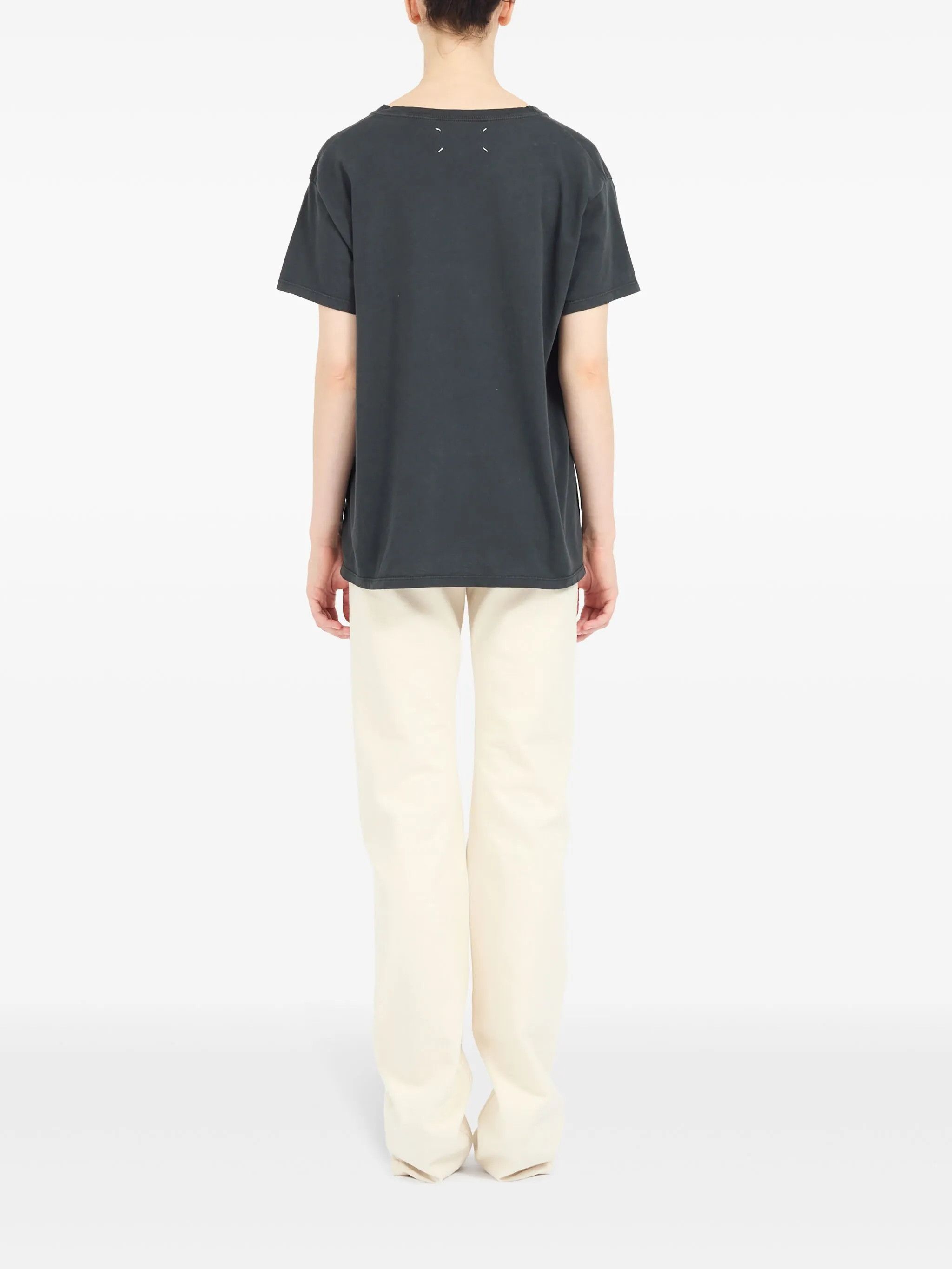 Maison Margiela oc11z0825 Logo-print Cotton T-Shirt in Washed Black Size S / US 4 / IT 40 - 5 Thumbnail