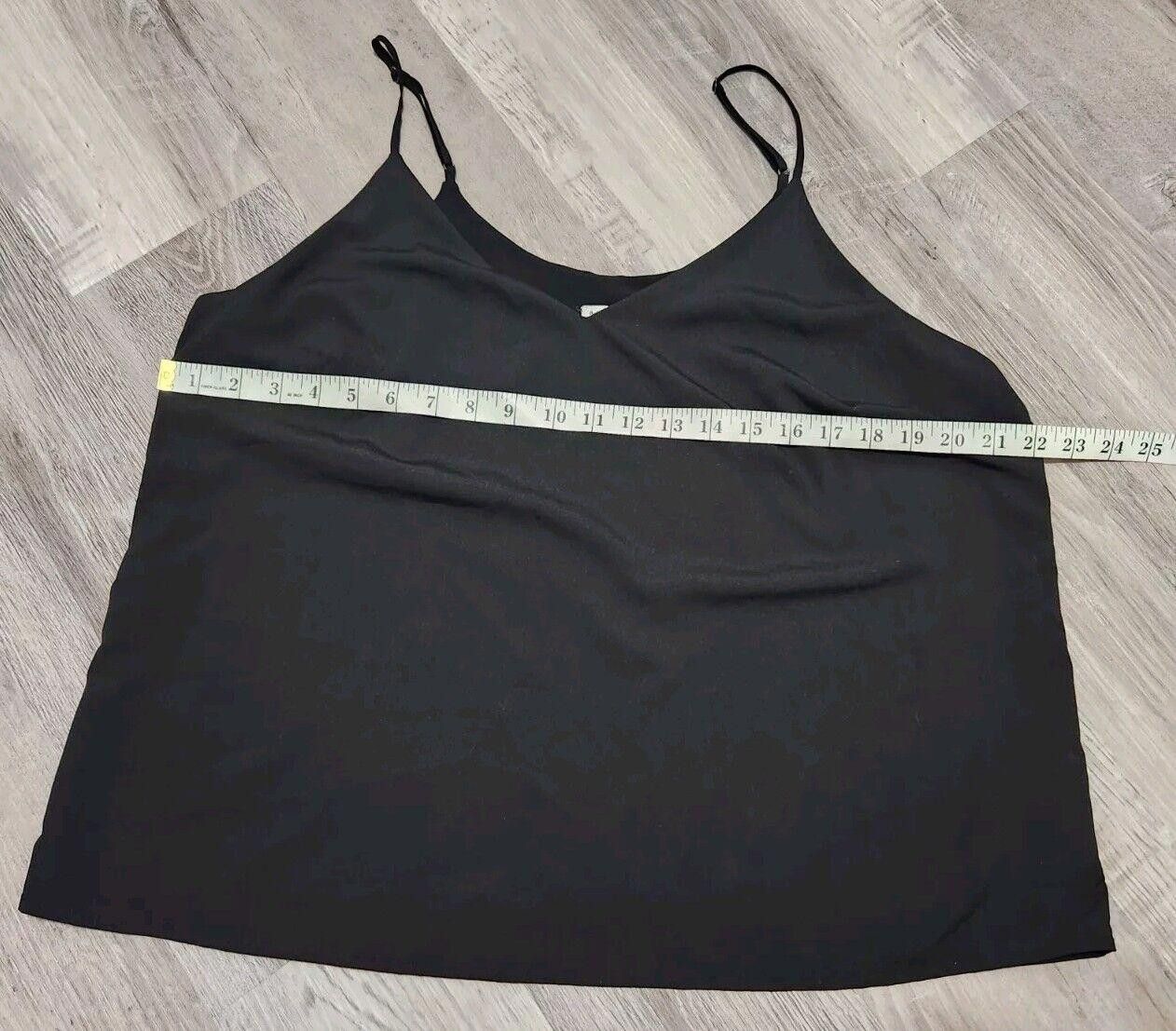 Designer A New Day Satin Tank Top Extra Large Black V Neck Lined Size XL / US 12-14 / IT 48-50 - 4 Thumbnail