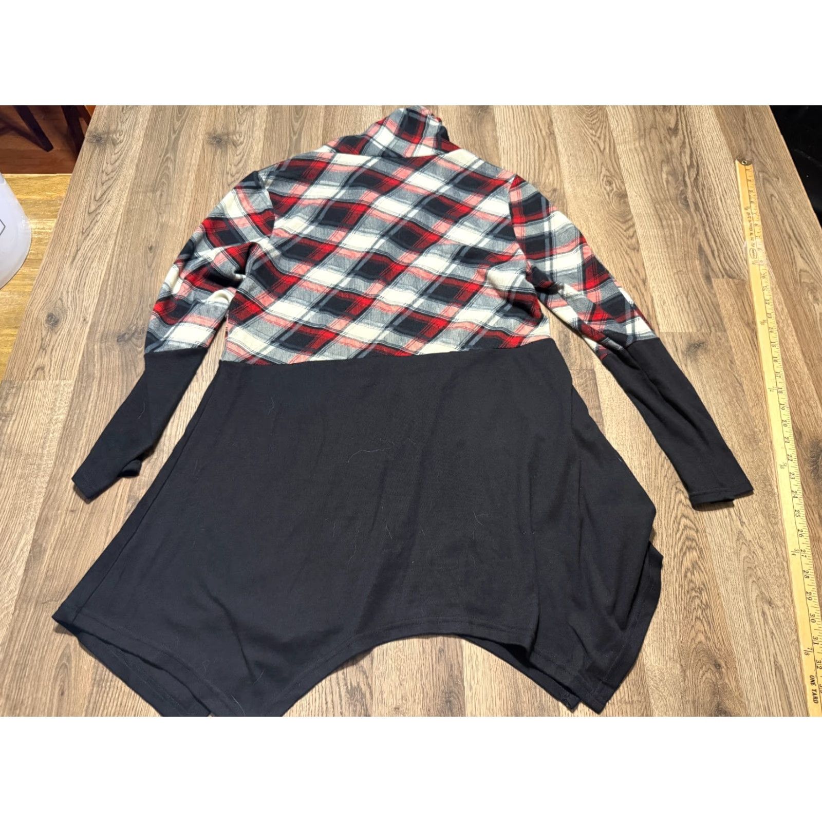 Vintage Cestyle Shirt Womens Large Plaid Black White Red Quarter Button Turtleneck Shirt - Size Large - Casual Womens Top Size L / US 10 / IT 46 - 2 Thumbnail