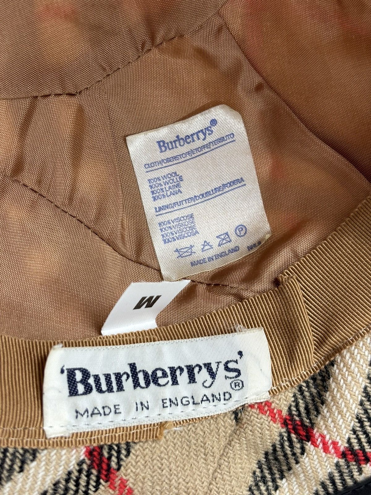 Burberry × Burberry Prorsum RARE VTG 90's BURBERRY'S Wool Nova Check Beige Bucket Hat England Cap Panama M Size ONE SIZE - 14 Thumbnail