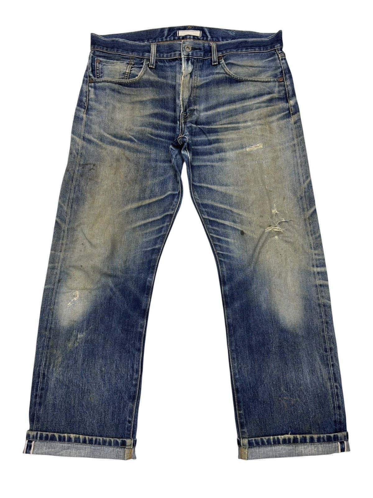 Undercover × Uniqlo Vintage Uniqlo Selvedge Dirty Distressed Denim Jeans Size US 36 / EU 52 - 1 Thumbnail