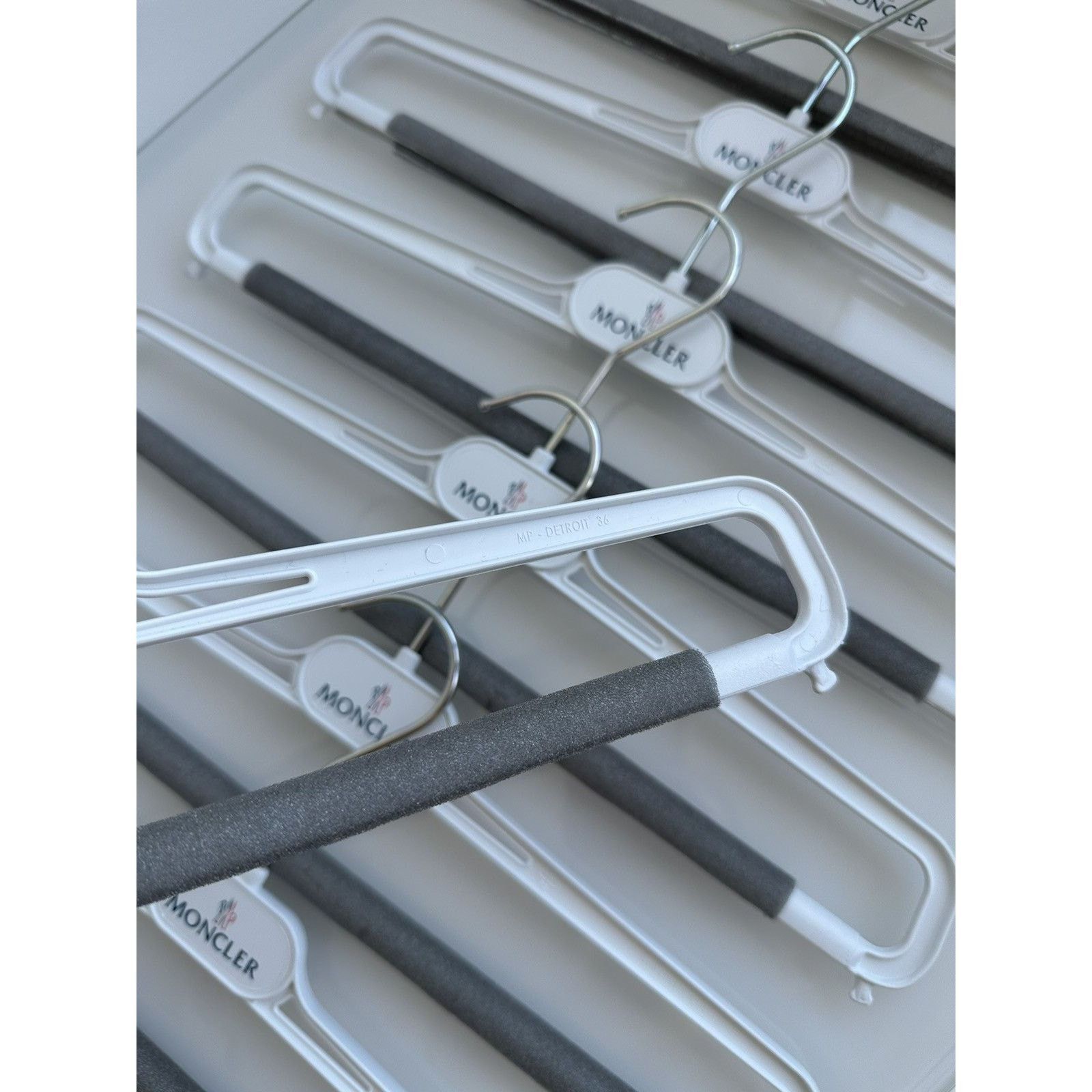 Moncler logo made in italy plastic metal hook white hangers