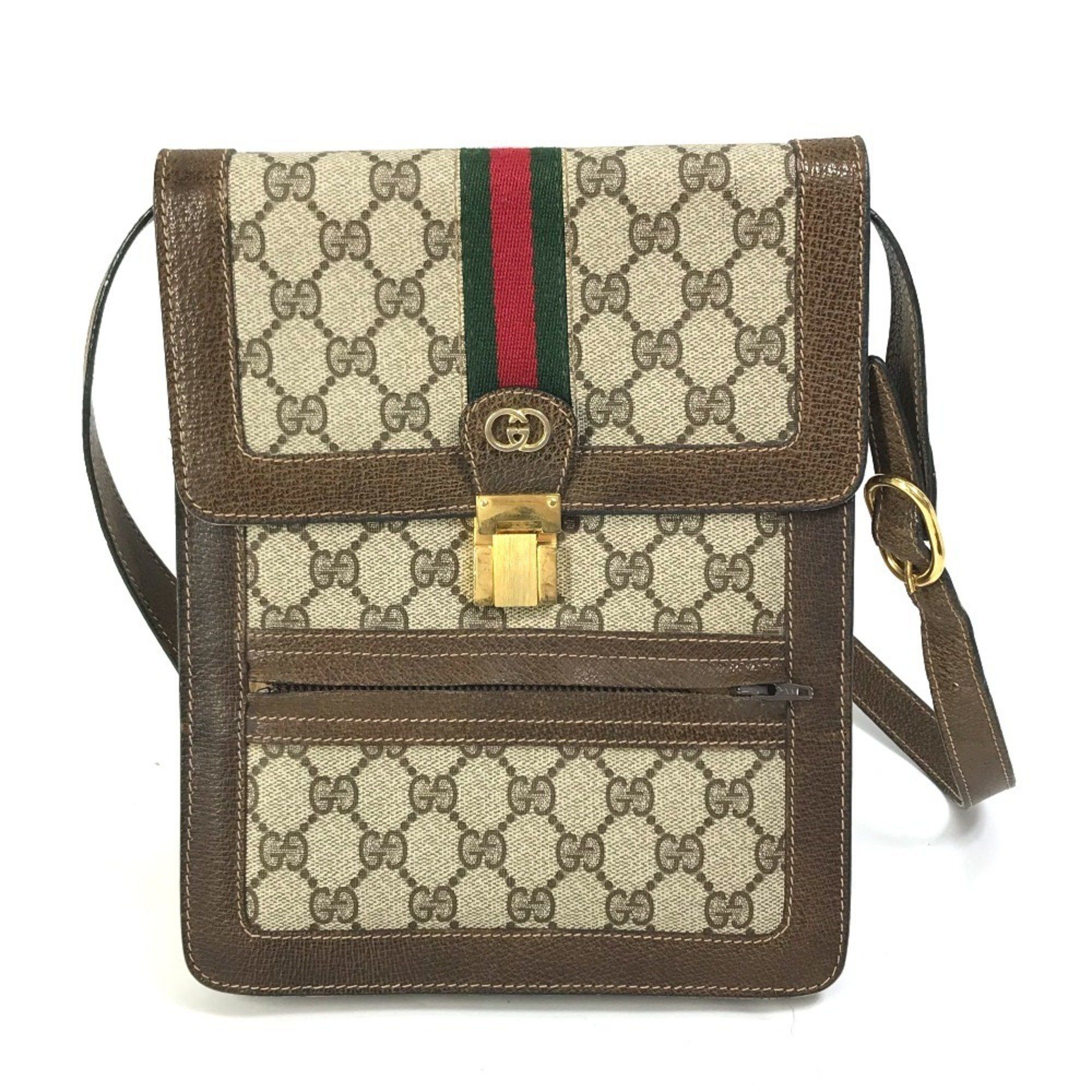 Gucci Sherry Line GG Pattern Old Pochette Crossbody Bag Shoulder Supreme Canvas Women's Beige