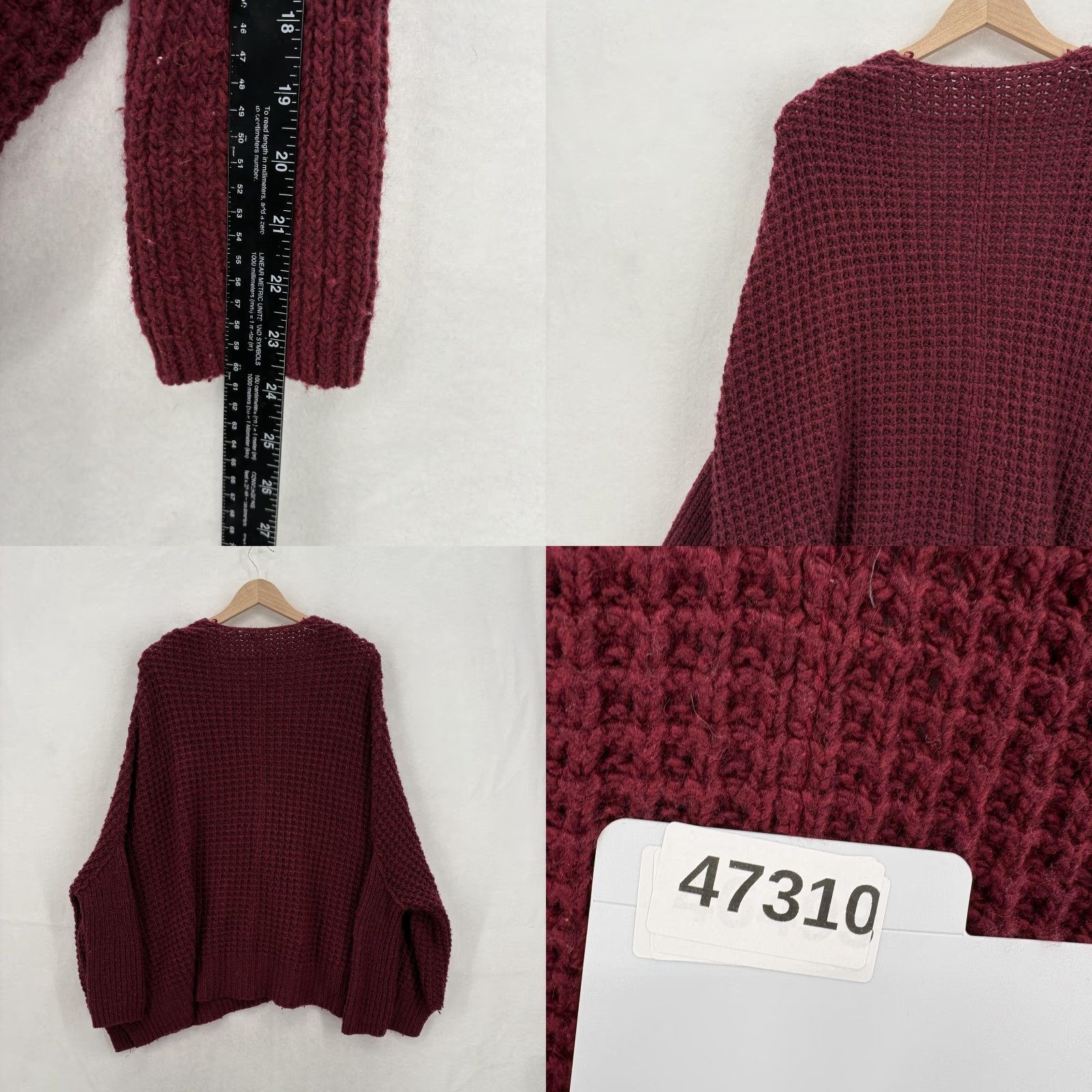 Free People Free People Cardigan Sweater Womens Medium Red Waffle Knit Dolman Wool Rabbit Oversized Dolman Sleeve Open Front V-Neck" Size M / US 6-8 / IT 42-44 - 8 Thumbnail