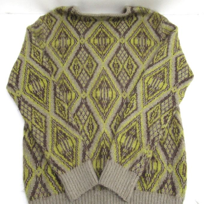 Sweater Multicolor Mohair Cardigan Geometric Diamond