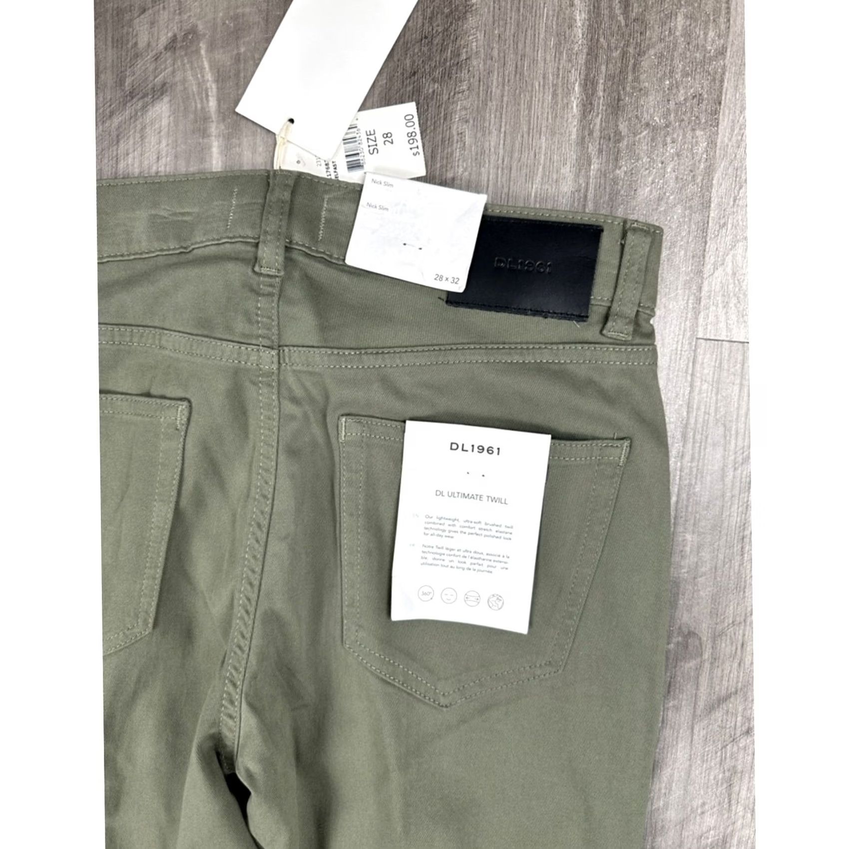 DL1961 DL1961 Nick Slim Fit Belfast Ultimate Twill Chino Jeans - 28x32 Green Men 28 Regular Straight NWT Size US 28 / EU 44 - 4 Thumbnail