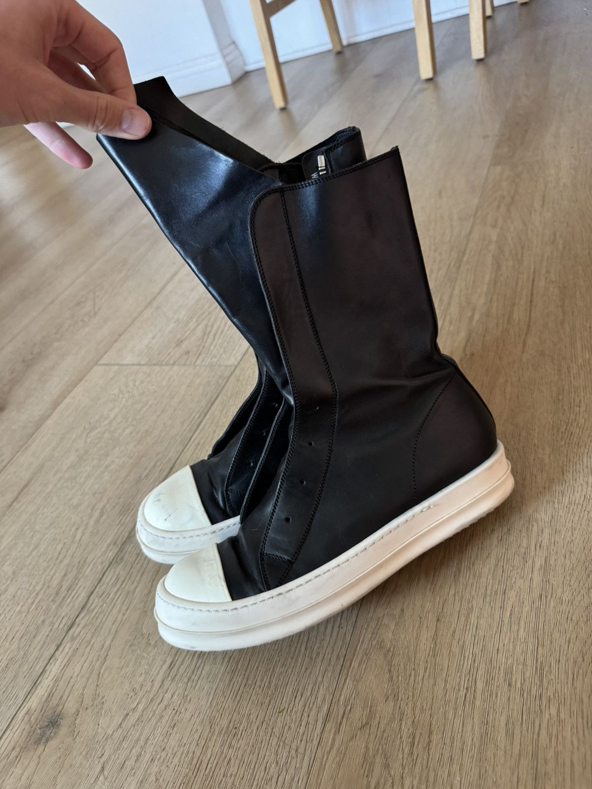 Rick Owens Laceless leather ramones high 39 Size US 6 / EU 39 - 7 Thumbnail