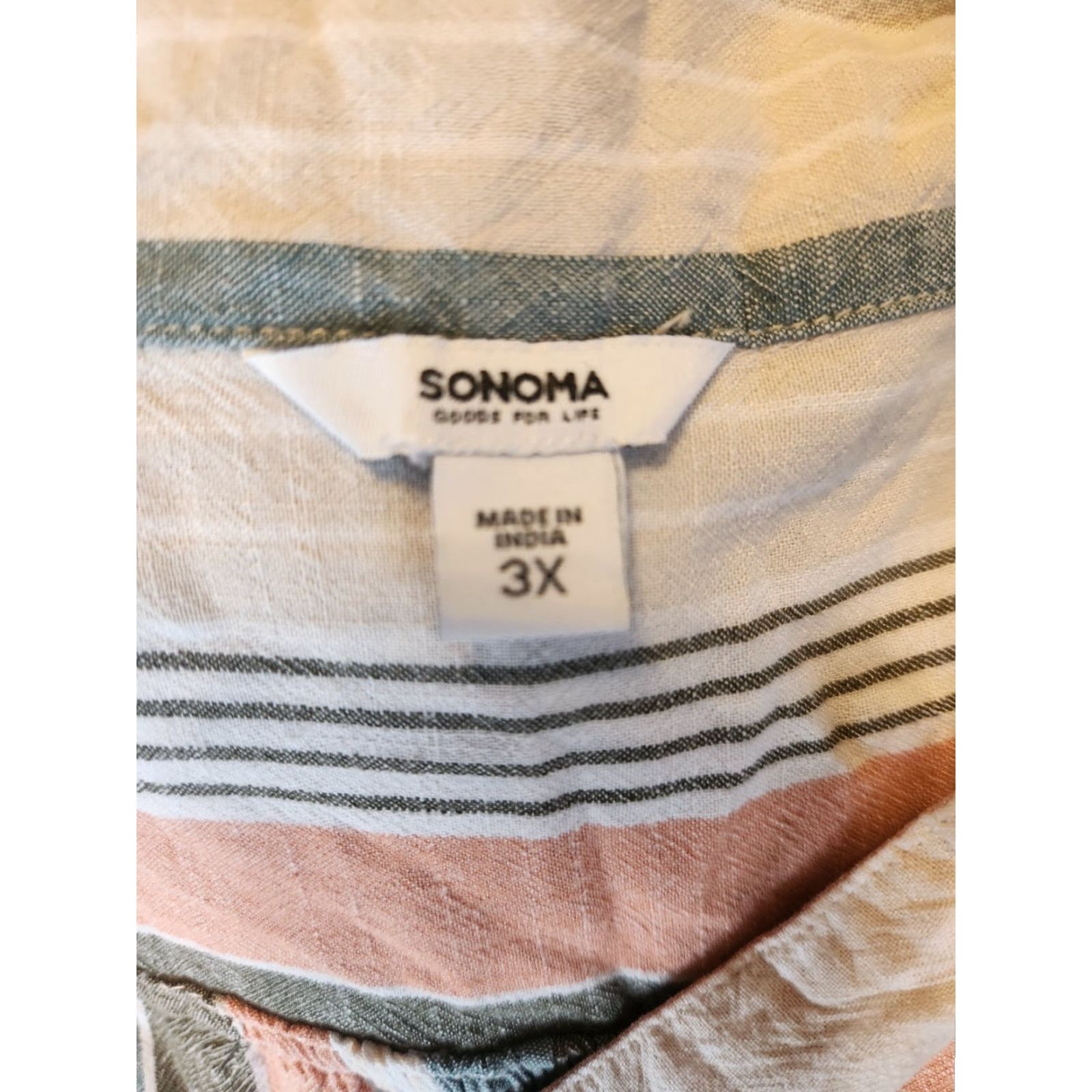 Vintage VINTAGE? Sonoma Orange Green Beige Stripe Short Sleeve Camp Shirt 3X Plus Size XXL / US 16-18 / IT 52-54 - 6 Thumbnail
