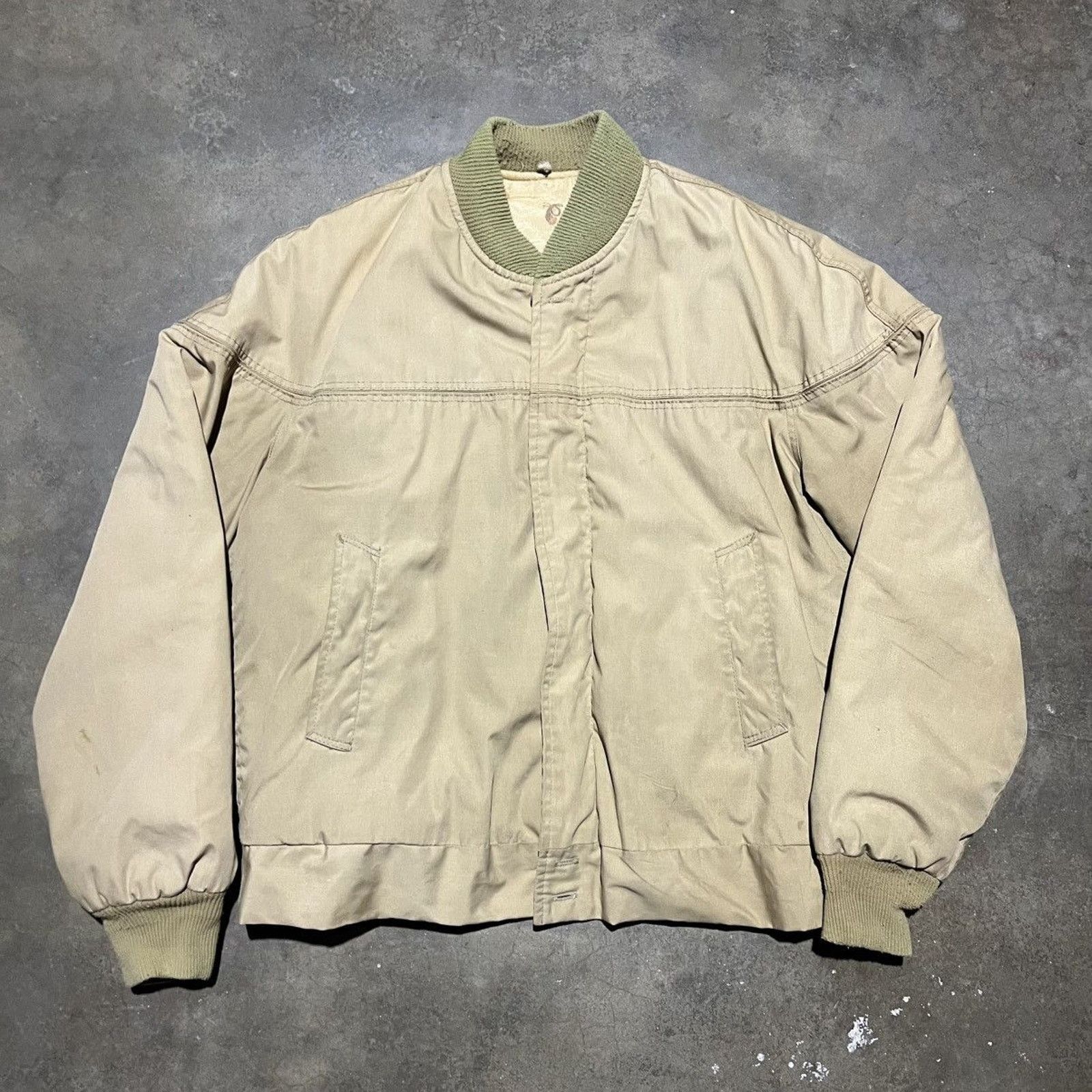 Vintage Vintage 60s Beige Boxy Lined Bomber Jacket Size US L / EU 52-54 / 3 - 1 Thumbnail