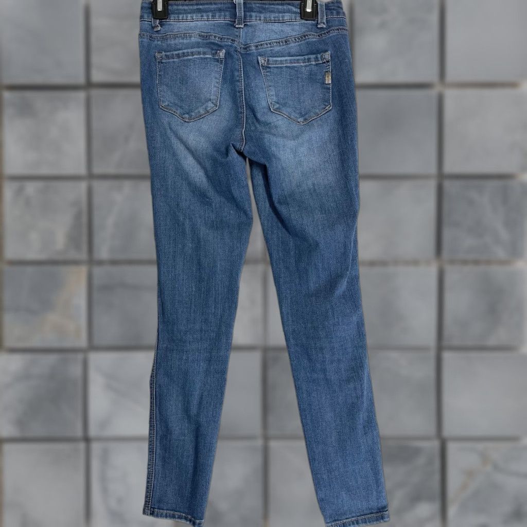 Vintage 1822 Denim Jeans Women Mid Rise Dark Blue Skinny 27 5-Pocket Denim Cotton Blend Distressed Modern Minimalist Casual Size 27" / US 4 / IT 40 - 1 Thumbnail