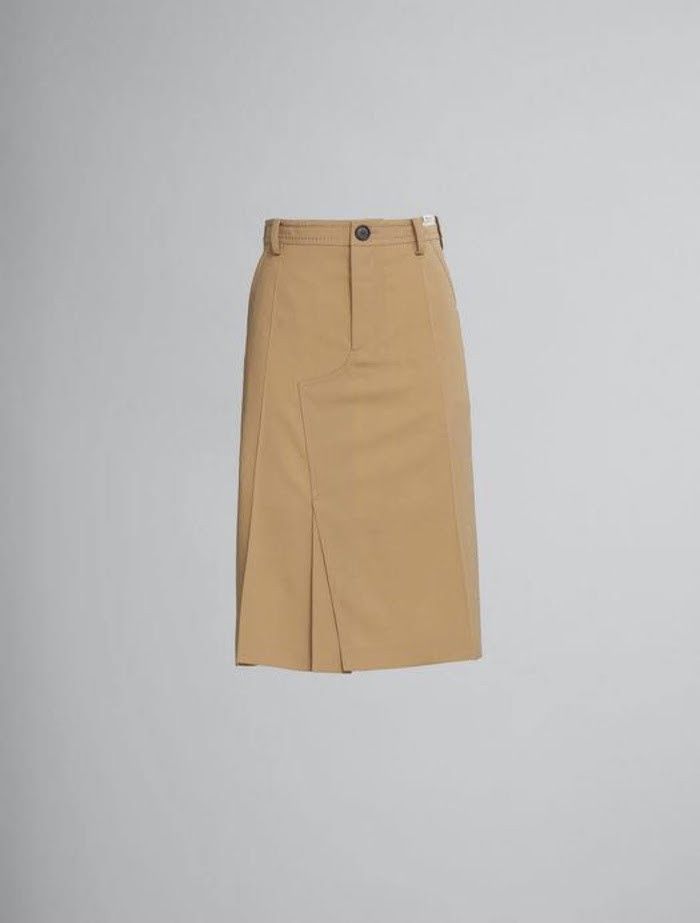 o1w1db10524 High Waisted Midi Skirt in Brown
