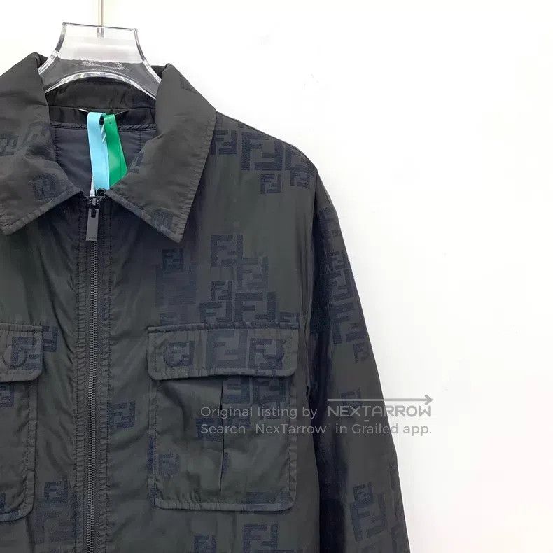 Fendi Fendi Black Double F Jacquard Embroidered Cotton Collar Zi Size US M / EU 48-50 / 2 - 3 Thumbnail