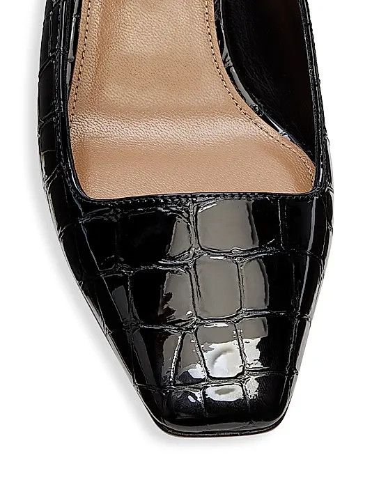 Aquazzura os11x1225 Ginza 35MM Crocodile-Embossed Slingback Pumps Size US 7 / IT 37 - 6 Thumbnail