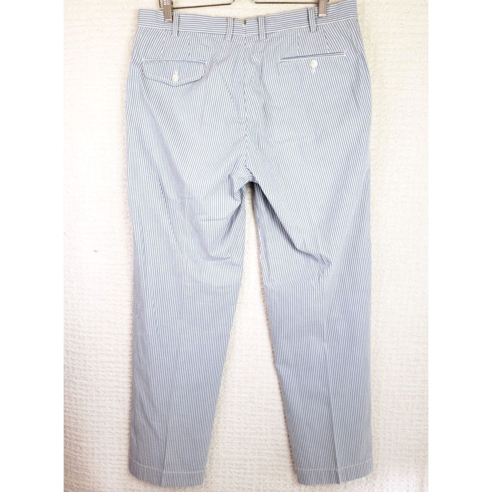Polo Ralph Lauren Polo Ralph Lauren Seersucker Pants Blue & White Stretch Classoc Fit 36 Regular Men’s Chino 32 Inseam Flat Front Pockets Machine Washable Size US M / EU 48-50 / 2 - 7 Thumbnail