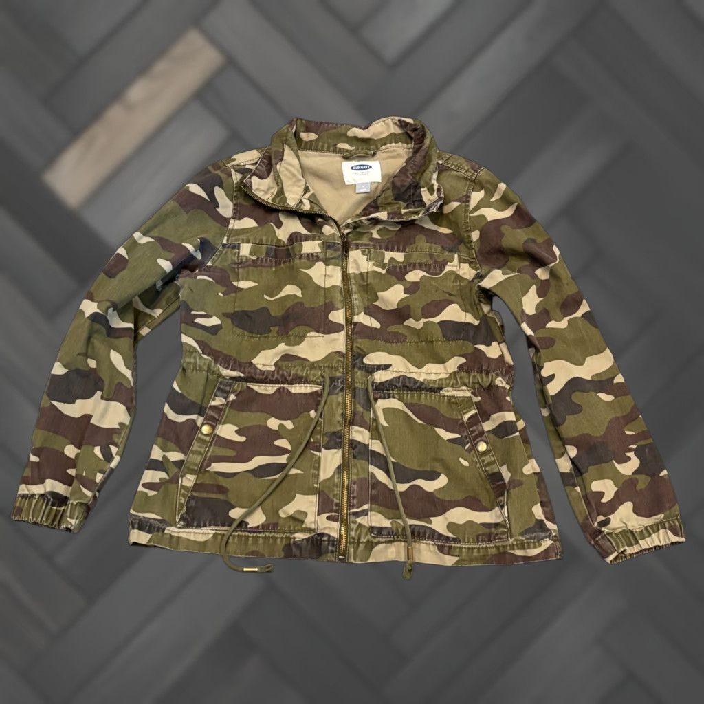 Old Navy Old Navy Jacket Womens Medium Green Camo Cotton Pockets Full Zip Snap Closure Size M / US 6-8 / IT 42-44 - 1 Thumbnail