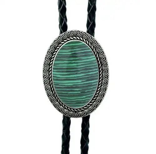 Cowboy Equipment Lucky Charm Agate Gem Pendant Bolo Tie Size ONE SIZE - 1 Thumbnail
