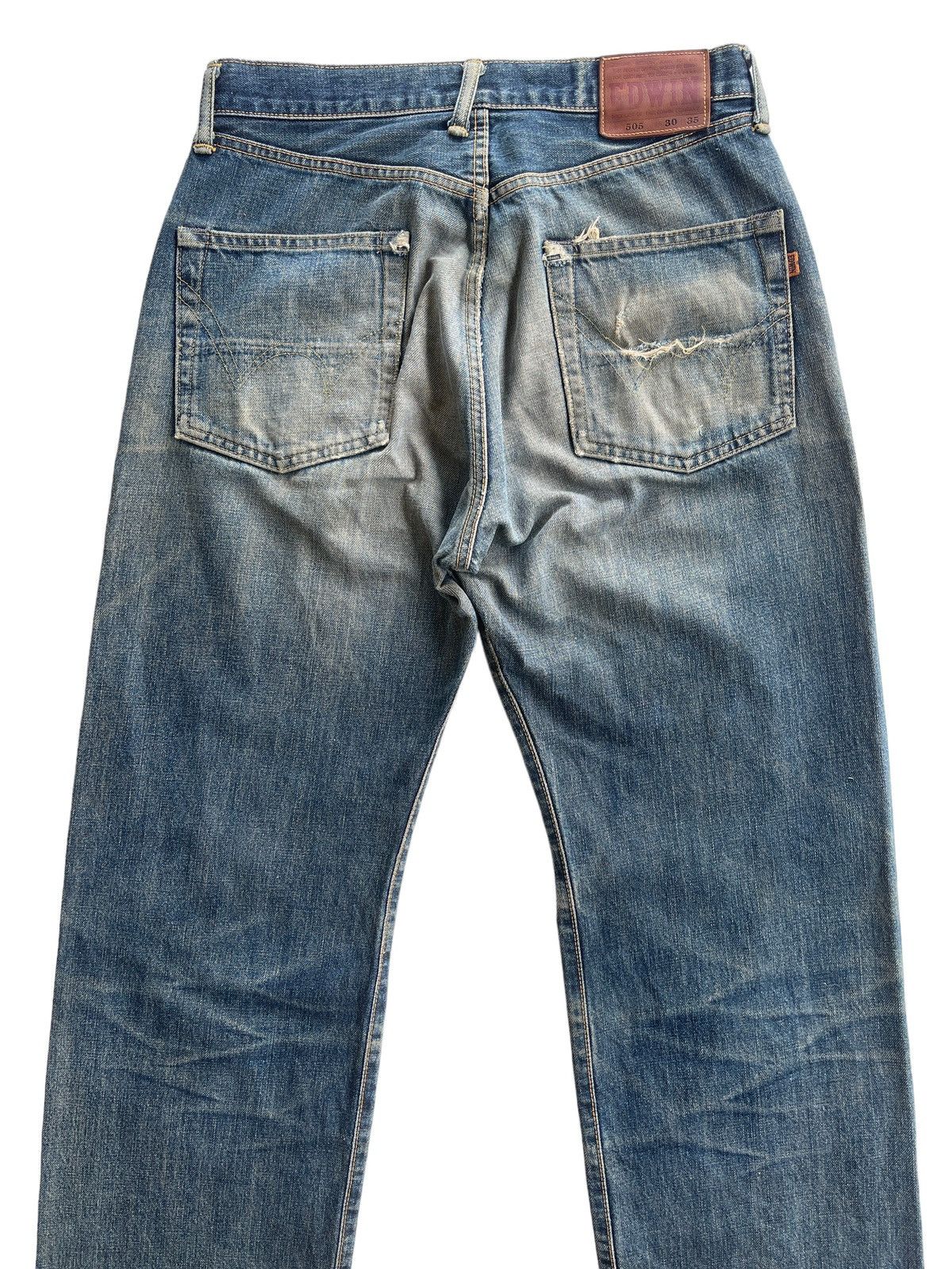 Edwin Vintage Edwin 505 Distressed Selvedge Mudd Jeans Size US 30 / EU 46 - 4 Thumbnail