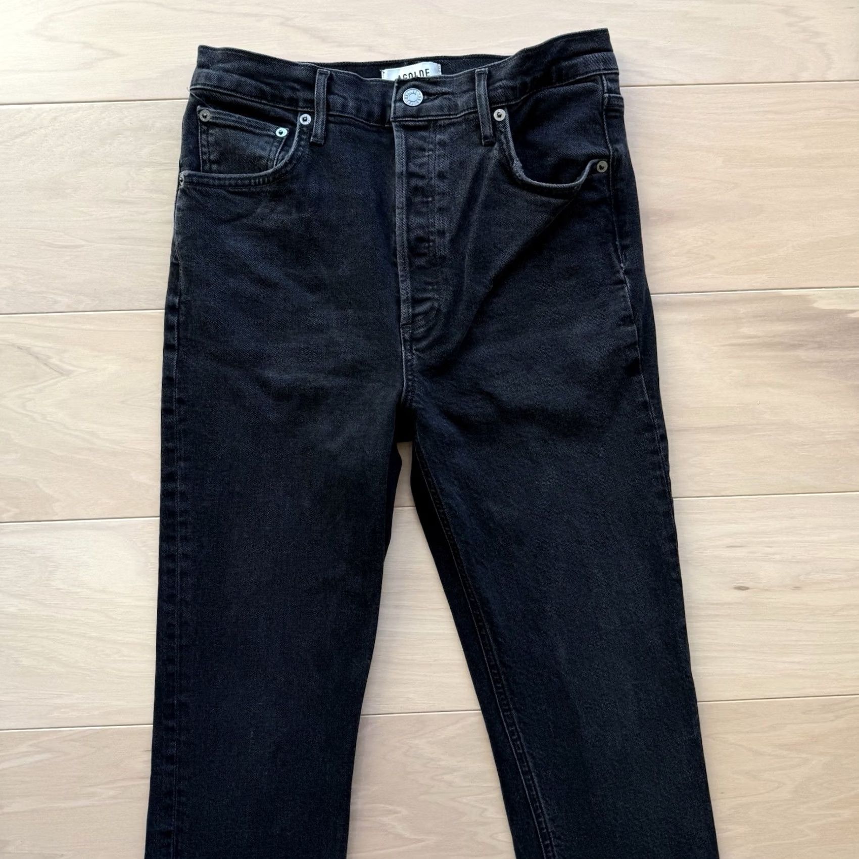 Agolde AGOLDE Riley Crop Jeans Women's 28 Black High Rise Glam Boho Party New York Jeans Best Seller Women 28 Black High Rise Crop Jeans Size 28" / US 6 / IT 42 - 3 Thumbnail