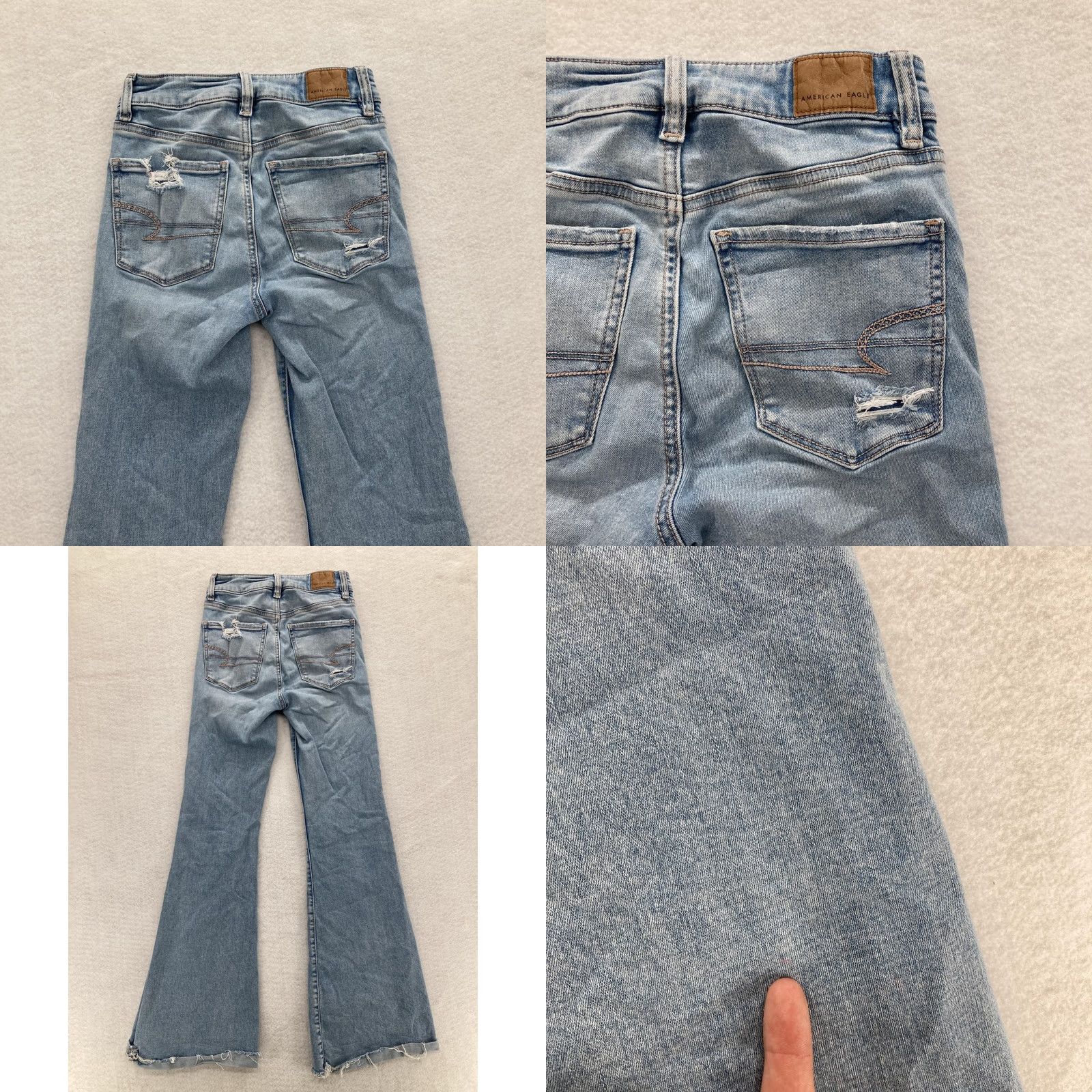 American Eagle Outfitters VINTAGE American Eagle Outfitters Jeans Womens 0 Flared Leg Blue High Rise 29in Stretch Distressed Womens Size 25" / US 0 / IT 36 - 9 Thumbnail