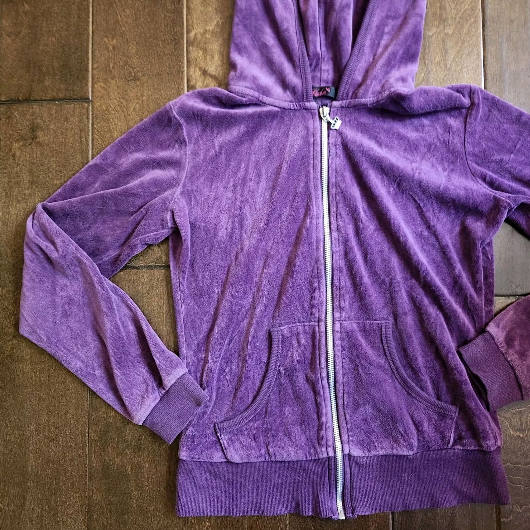 Vintage Blushes Women's Junior Purple Pockets Full Zip Hoodie - Size S, Small, Purple, Hoodies, Women, XS? Size S / US 4 / IT 40 - 3 Thumbnail