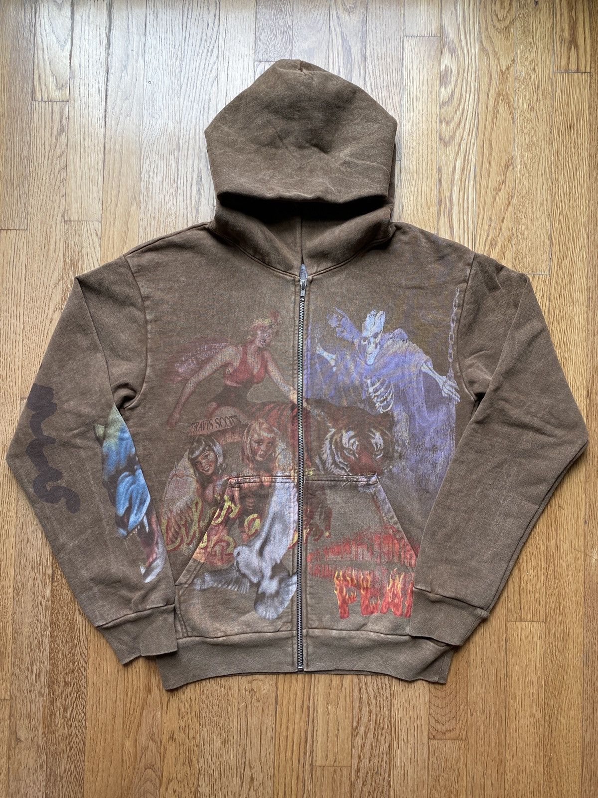 Travis Scott Travis Scott Utopia Tour Brown Zip Up Hoodie | Grailed