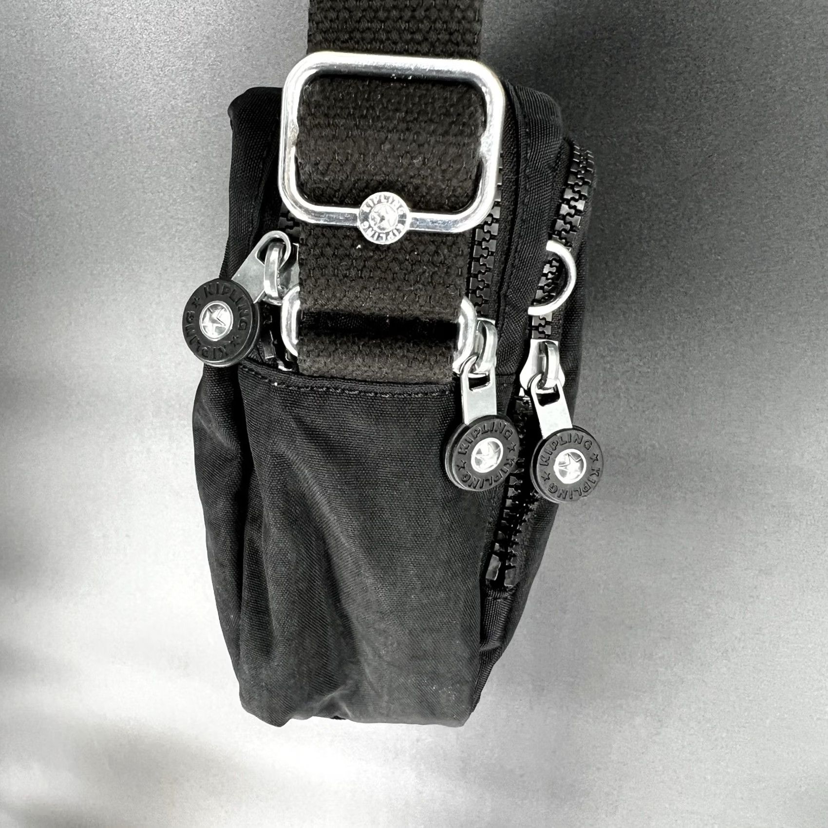Vintage Kipling Crossbody Bag Annabelle Double Zip Light Nylon Black 11” By 8” Size ONE SIZE - 6 Thumbnail