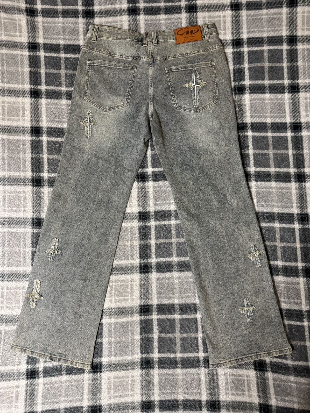 Vintage Iconslab X Psylos1 Star Patchwork Blue Jeans Size US 34 / EU 50 - 2 Thumbnail