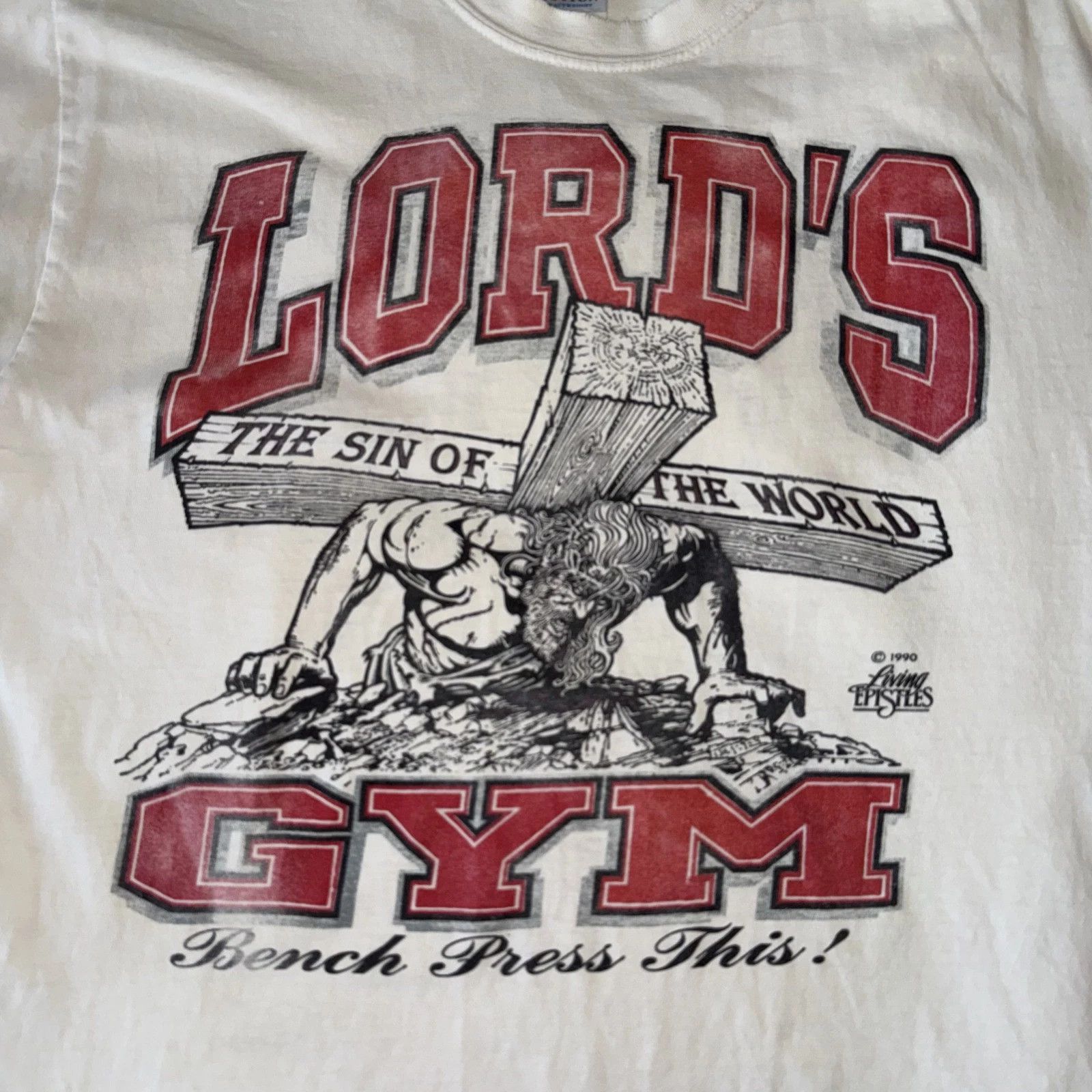 Vintage VTG Lords Gym T Shirt Sz M Jesus Cross Living Epistles 90s Size US M / EU 48-50 / 2 - 3 Thumbnail