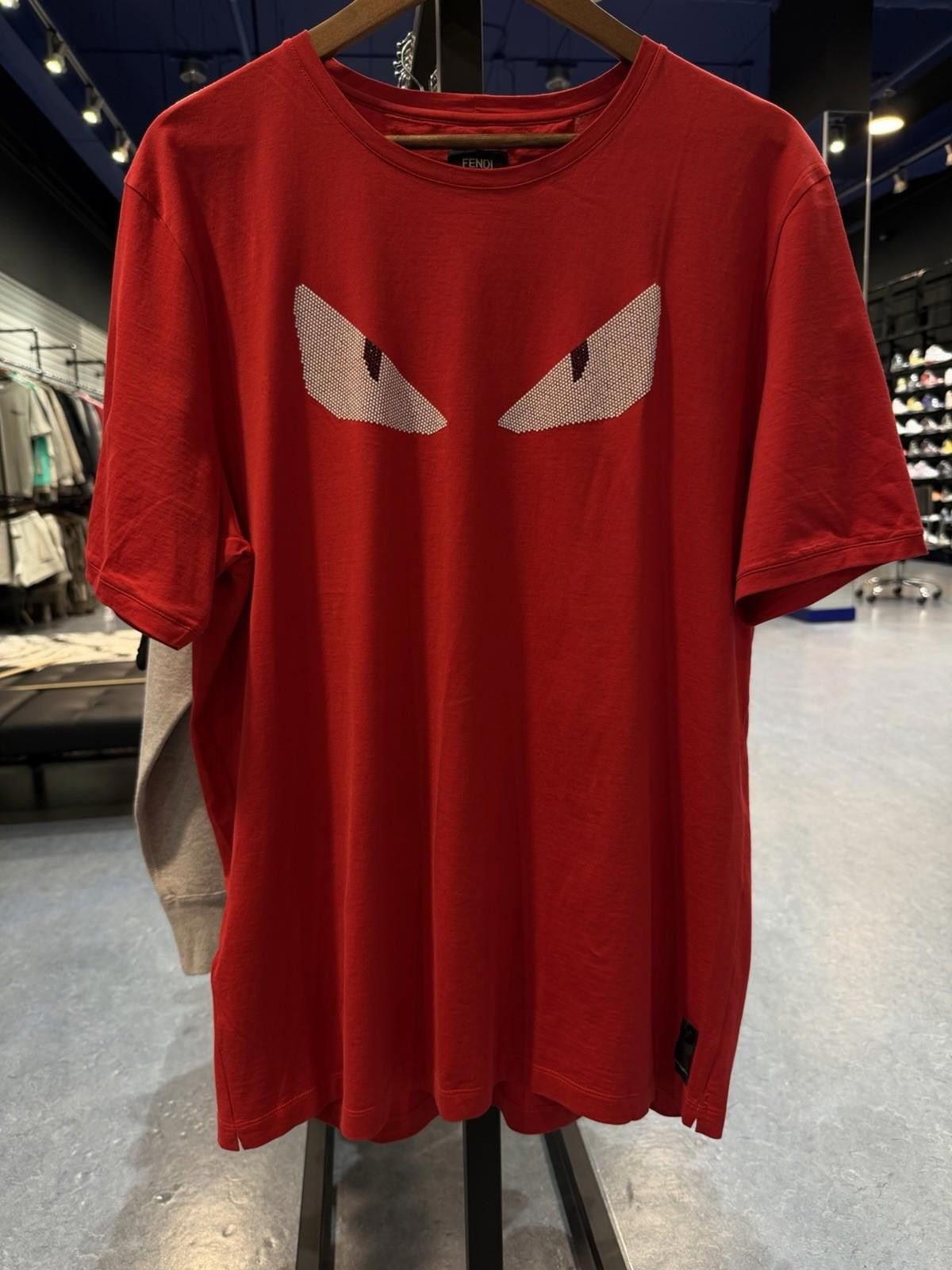Fendi FENDI Men's Size- (58) Red Cotton Silver Eyes T-Shirt $700 Size US XL / EU 56 / 4 - 4 Thumbnail