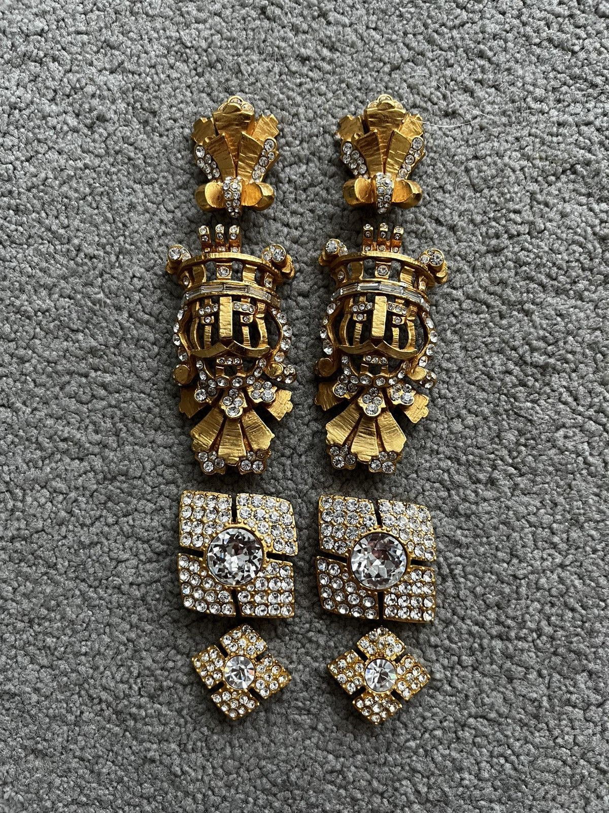 Christian Dior Monsieur Christian Dior Boutique 90s Gold Plated Rhinestones Brooches Size ONE SIZE - 3 Thumbnail