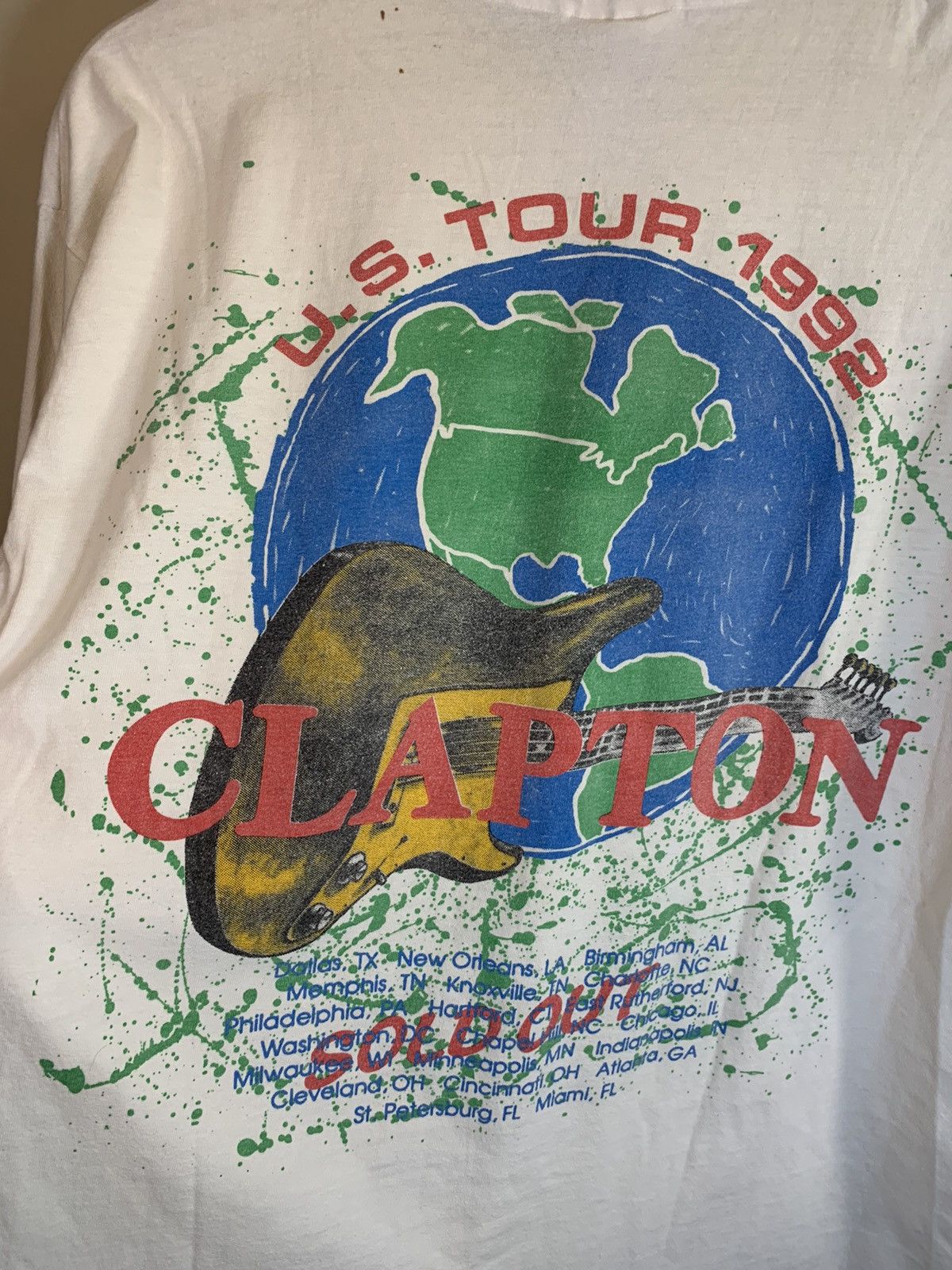 Band Tees × Vintage RARE* Vintage 1992 Eric Clapton USA Tour Single Stitch Shirt Size US L / EU 52-54 / 3 - 4 Thumbnail