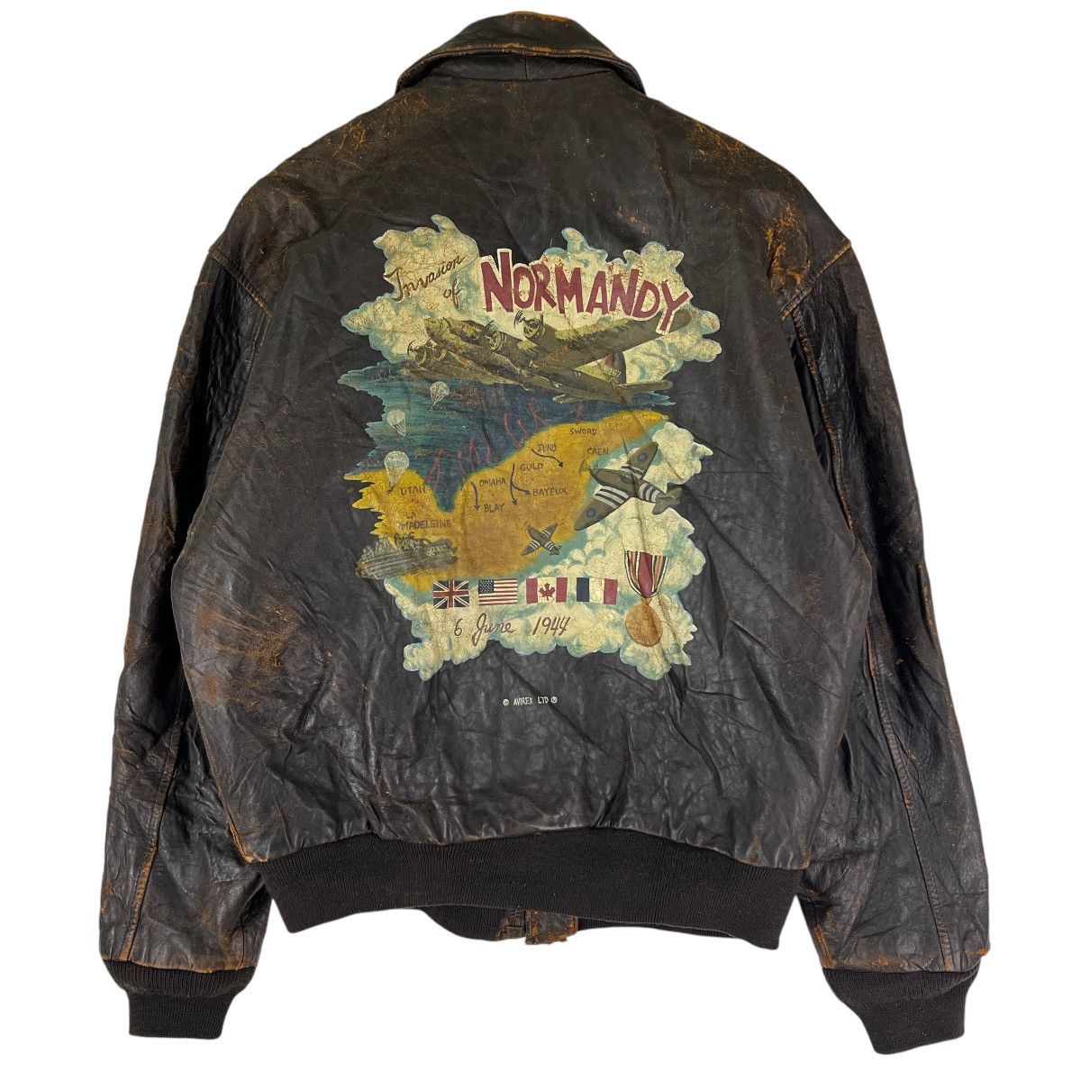 VINTAGE AVIREX TYPE A-2 NORMANDY 50th ANNIVERSARY LEATHER