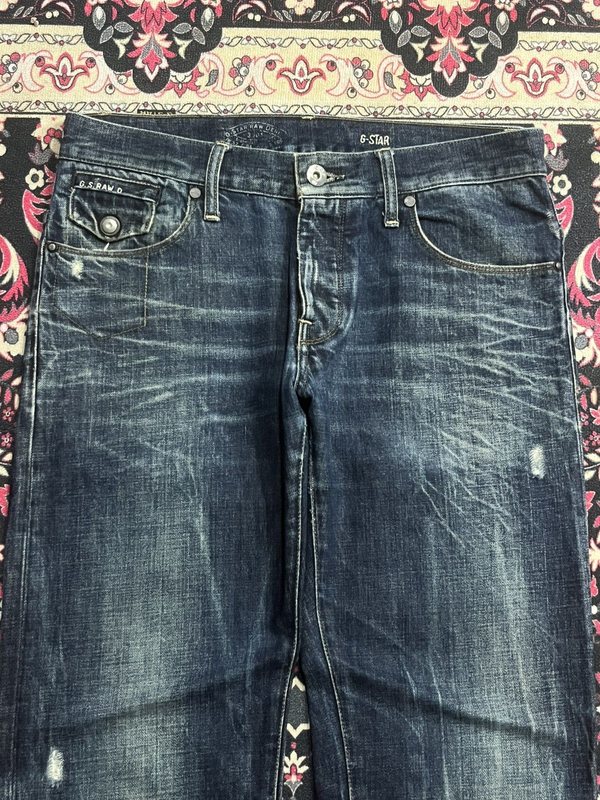 G-Star Vintage Japanese Brand G Star Dark Blue Way Whisker Jeans Size US 32 / EU 48 - 4 Thumbnail