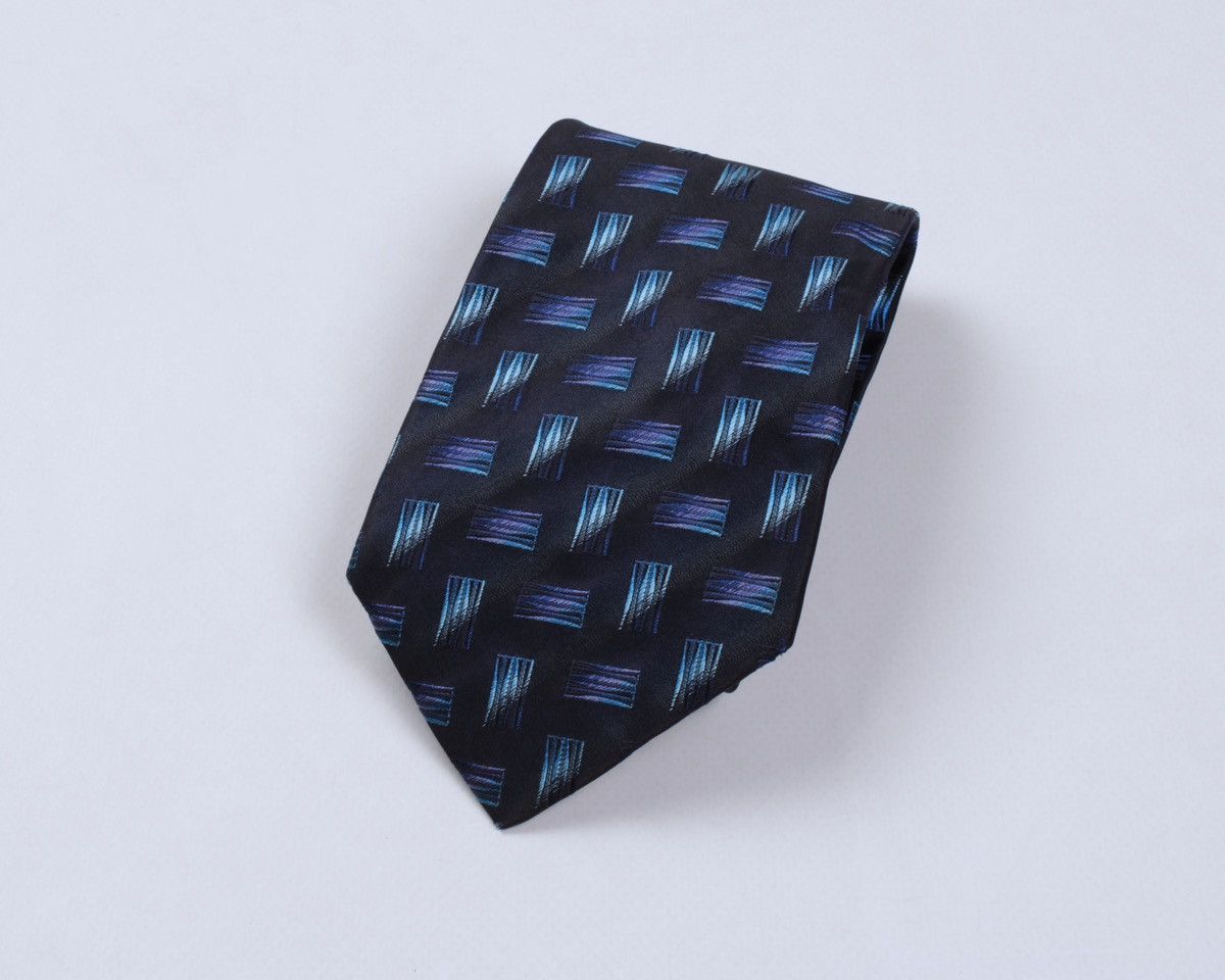 Designer × Missoni × Vintage MISSONI Cravatte Vintage Blue Geometric Silk Tie Size ONE SIZE - 1 Thumbnail