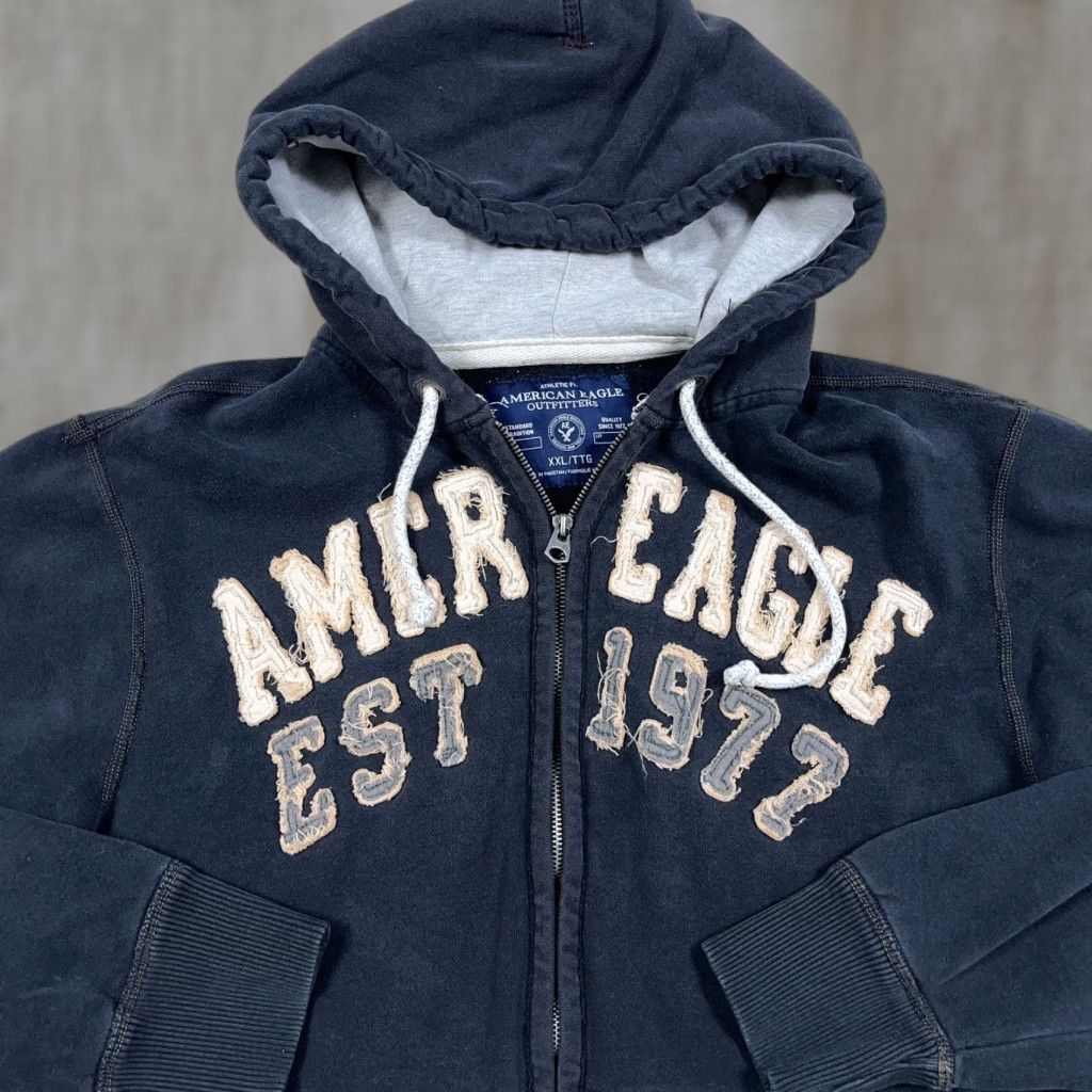 American Eagle Outfitters VINTAGE American Eagle Outfitters Hoodie 2XL Black Full Zip Men XXL Grunge Logo Graphic Print Sleeves Long Sleeve Casual Sweatshirt Jacket Size US XXL / EU 58 / 5 - 1 Thumbnail
