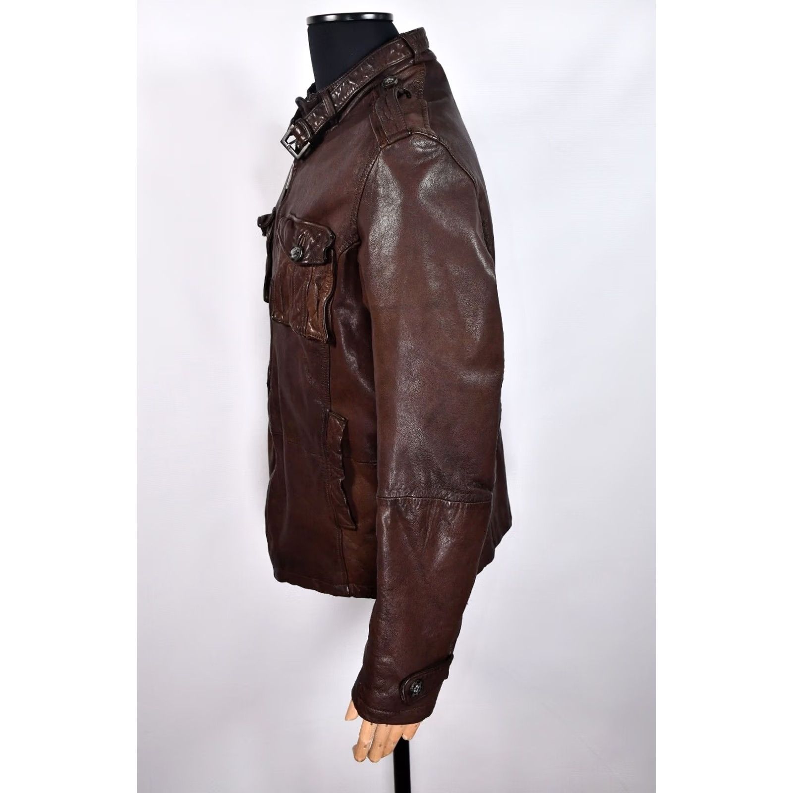 Vintage MATINIQUE Wesley Jacket Men XL Biker Leather Brown 100% Leather Vintage No? Size US XL / EU 56 / 4 - 4 Thumbnail