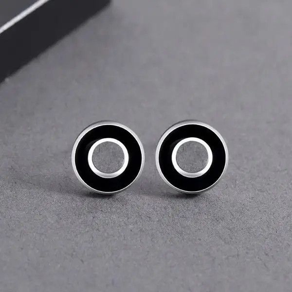 Jewelry × Other Black Round Circle Stud Earrings for Men Women,Punk Hip Hop Size ONE SIZE - 2 Thumbnail