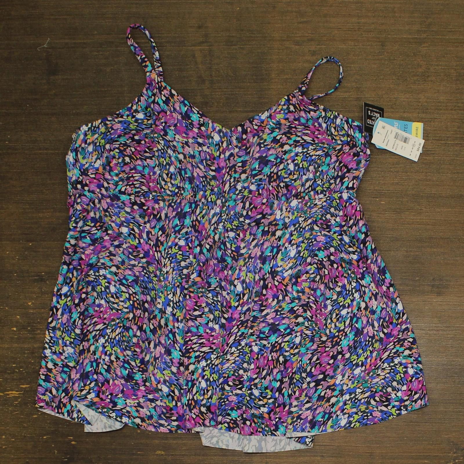 Other Nwt Swim Solutions Swim Tankini Top Dancing Colors Blue 22w Size ONE SIZE - 1 Thumbnail