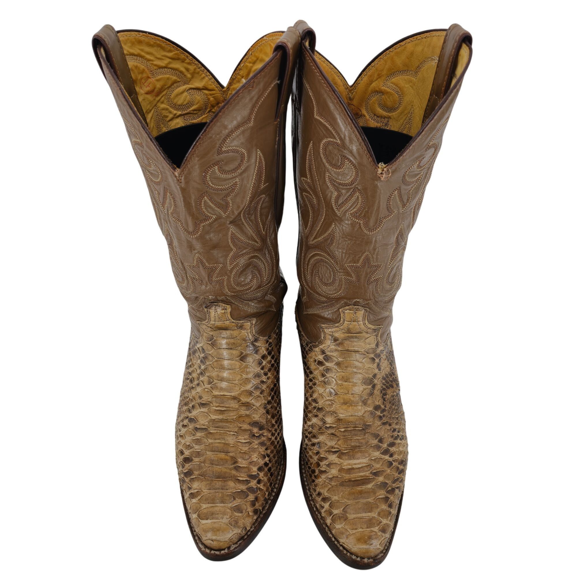 Justin Vintage Exotic Python Snakeskin Justin Mens 11D Brown Cowboy Size US 11 / EU 44 - 3 Thumbnail