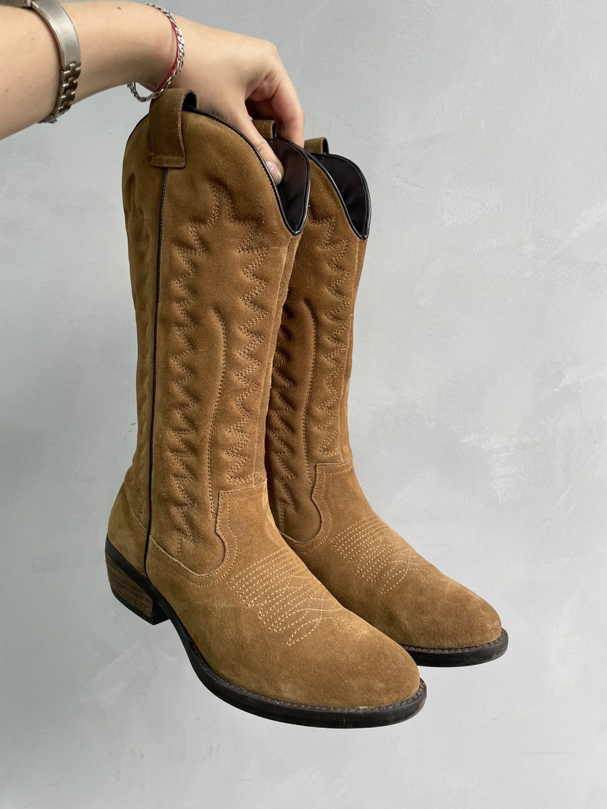 Western Rise suede americana Western high ankle moto boots guidi style Size US 8 / EU 41 - 11 Thumbnail