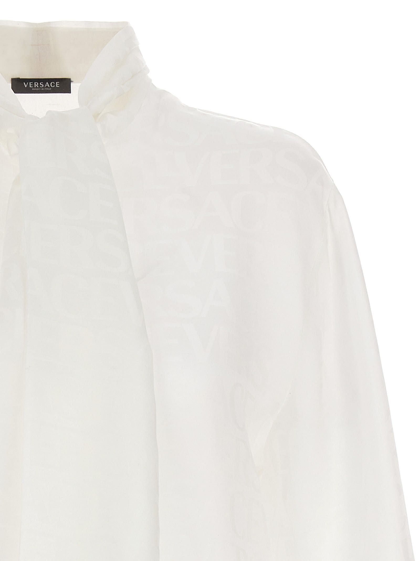 Versace o1s22i1n1024 Versace Allover Lavalliere Shirt in White Size XS / US 0-2 / IT 36-38 - 3 Thumbnail