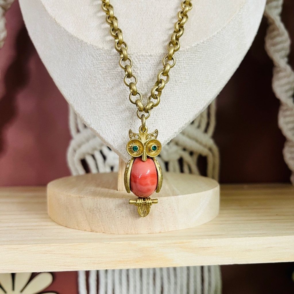 Jewelry Boho Owl Pendant Necklace Gold Toned Metal Chain Size ONE SIZE - 2 Thumbnail