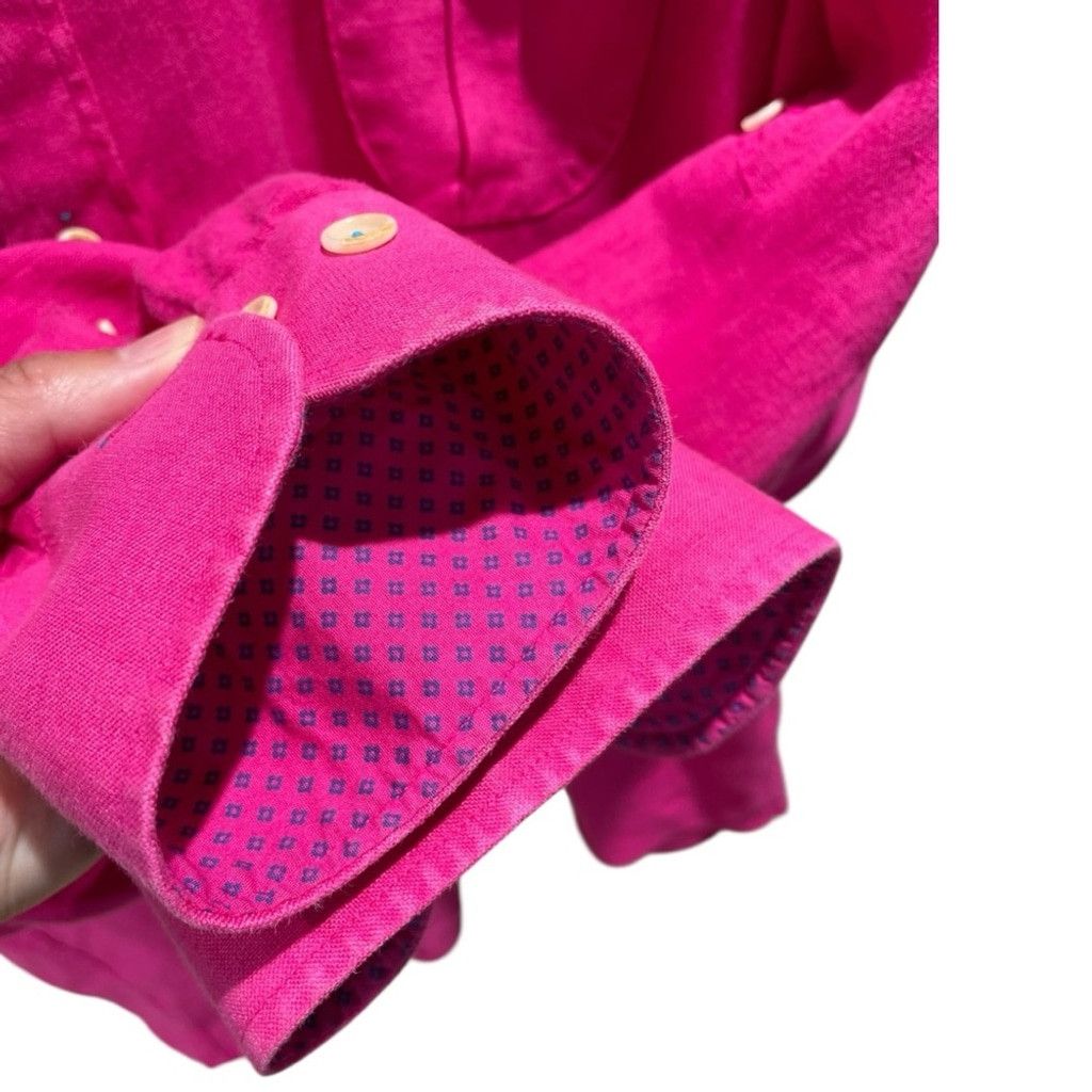 Other Poggianti Hot Pink 100% Italian Linen Shirt Size 17.5/ IT 44 Size US L / EU 52-54 / 3 - 8 Thumbnail