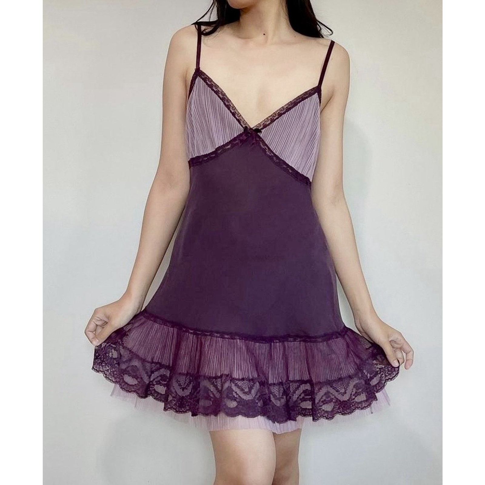 Victoria's Secret Vintage Victoria Secret Silk Nylon Purple Pink Slip Dress Size ONE SIZE - 11 Thumbnail