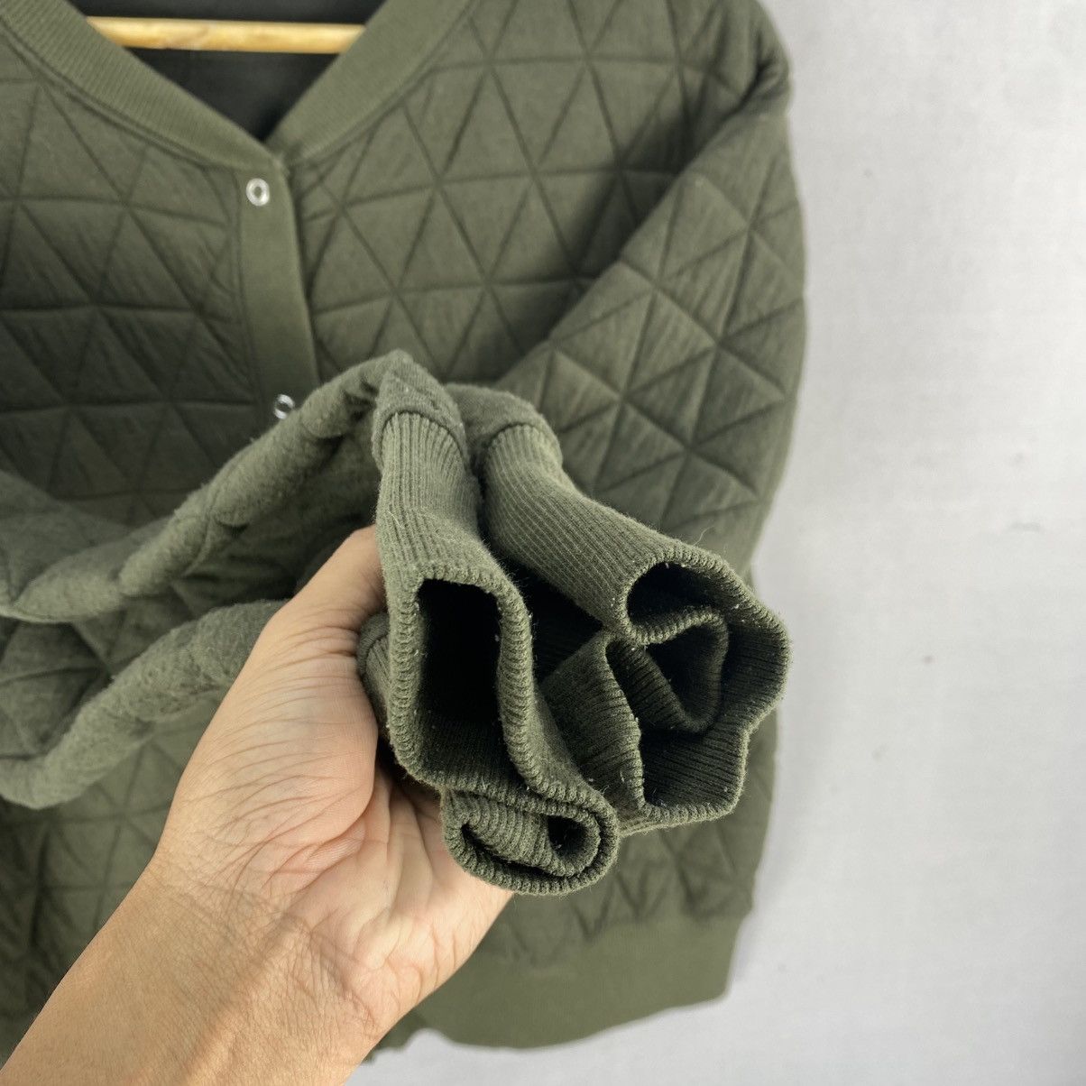 Japanese Brand Season Reason Quilted Snap Button Cardigan | Olive Green Size US M / EU 48-50 / 2 - 9 Thumbnail