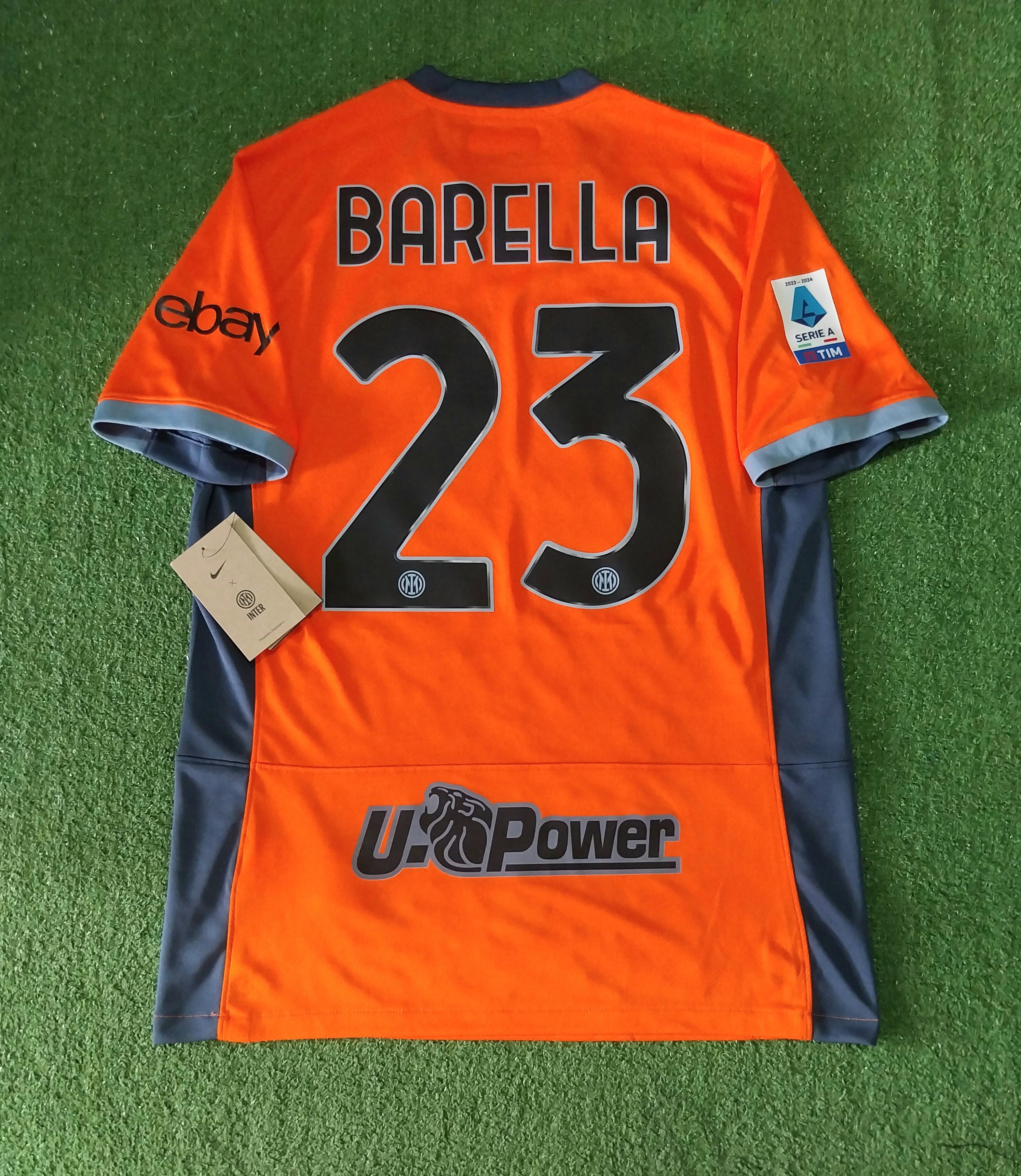 image of Nike x Soccer Jersey Inter Milan 3Rd 23/24 Nicolo Barella Jersey Football in Orange (Size Medium)