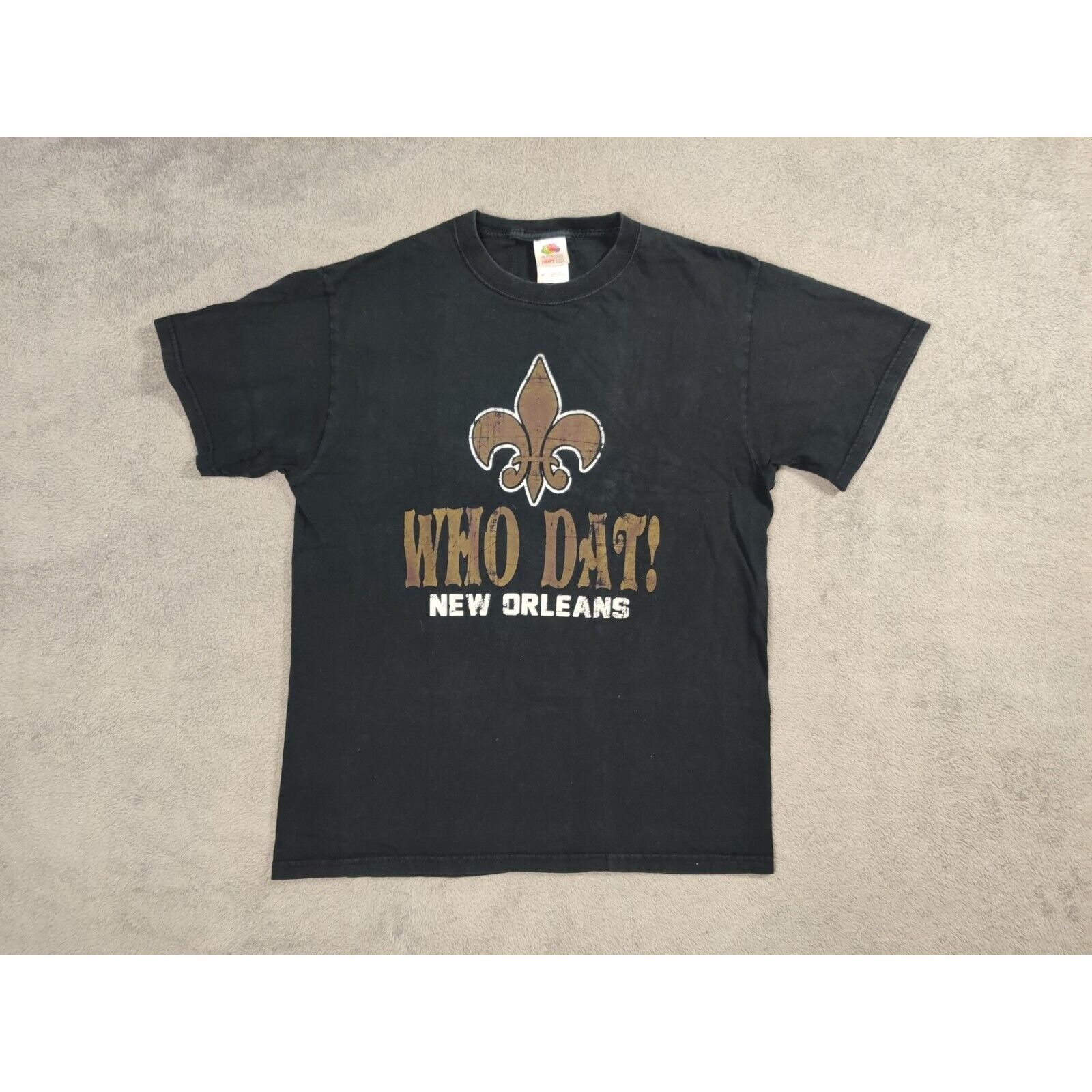 Fruit Of The Loom New Orleans Saints Shirt Adult Mens Medium Black Who Dat Size US M / EU 48-50 / 2 - 1 Thumbnail